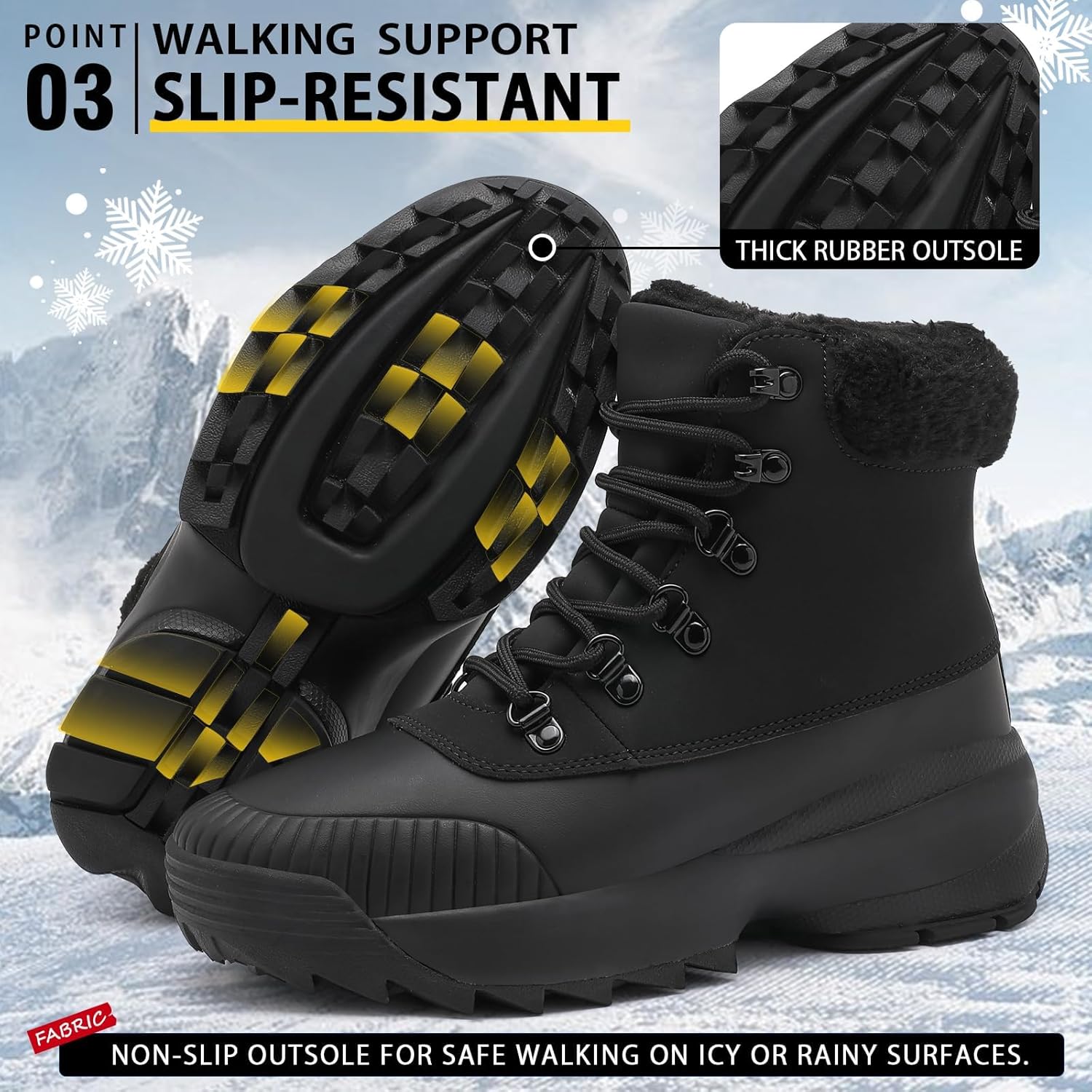 Waterproof Winter Snow Boots for Women丨Insulated-Warm Fur-Lined Booties丨Non-Slip Cushion Outdoor Walking Boots丨Lightweight Comfortable Casual Suede Leather Short Boots - Image 6