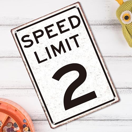 Miniatura 4 de Letrero de cumpleaños de coche de carreras, regalos para niños, retro, límite de velocidad 2, letrero para habitación de niños, cueva de hombre,