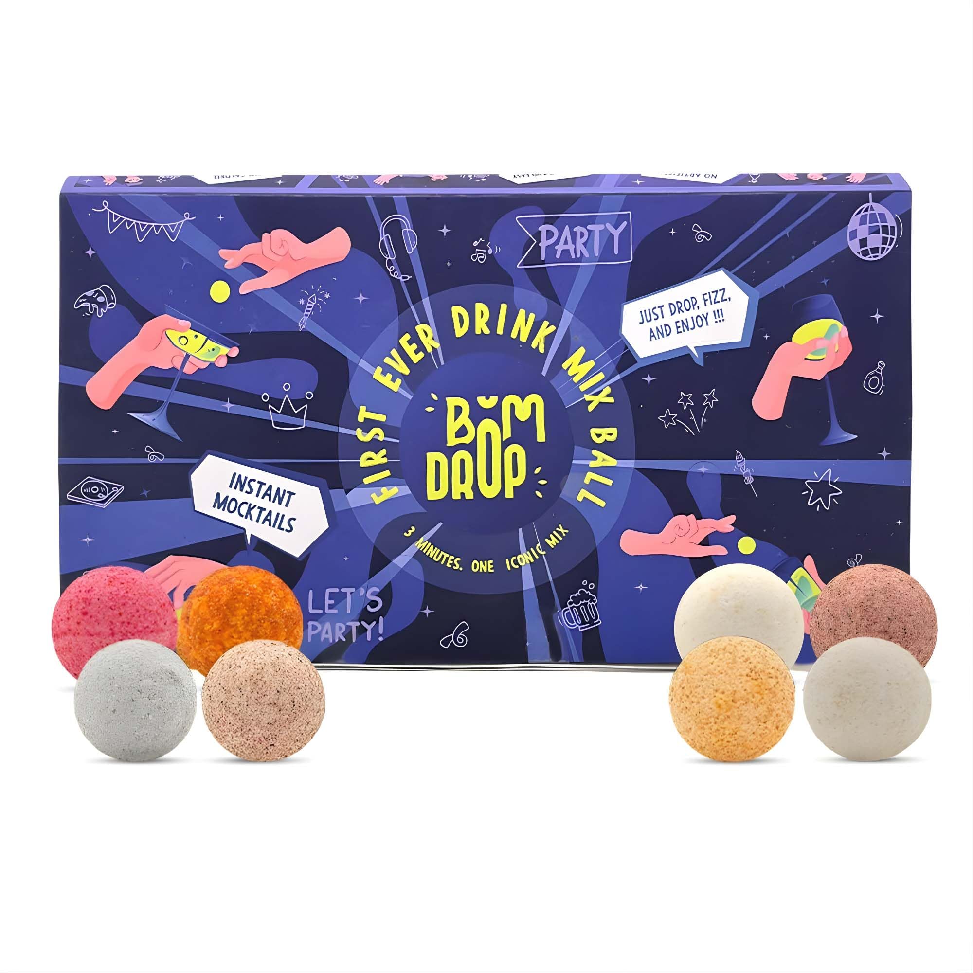 Ginger-ed Up, Mockin' Colada, Lushy Lychee, Island Pop, Sippin Shikanji, Guava, Mojito, Watermelit | Instant Mocktail Mix Ball | For Hotel Restaurant Go Party |Drop.Fizz.Sip (15 Gm, Pack Of 8)