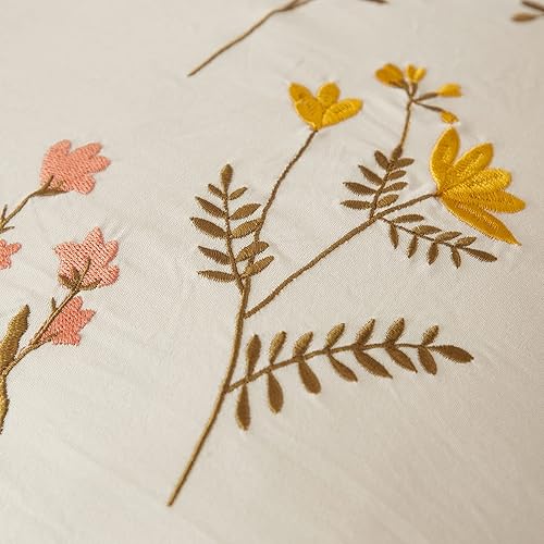 Miniatura 3 de Fundas de almohada de flores, juego de 2 fundas de almohada crema, 100% microfibra lavada, estilo bohemio y elegante, funda de almohada con flores