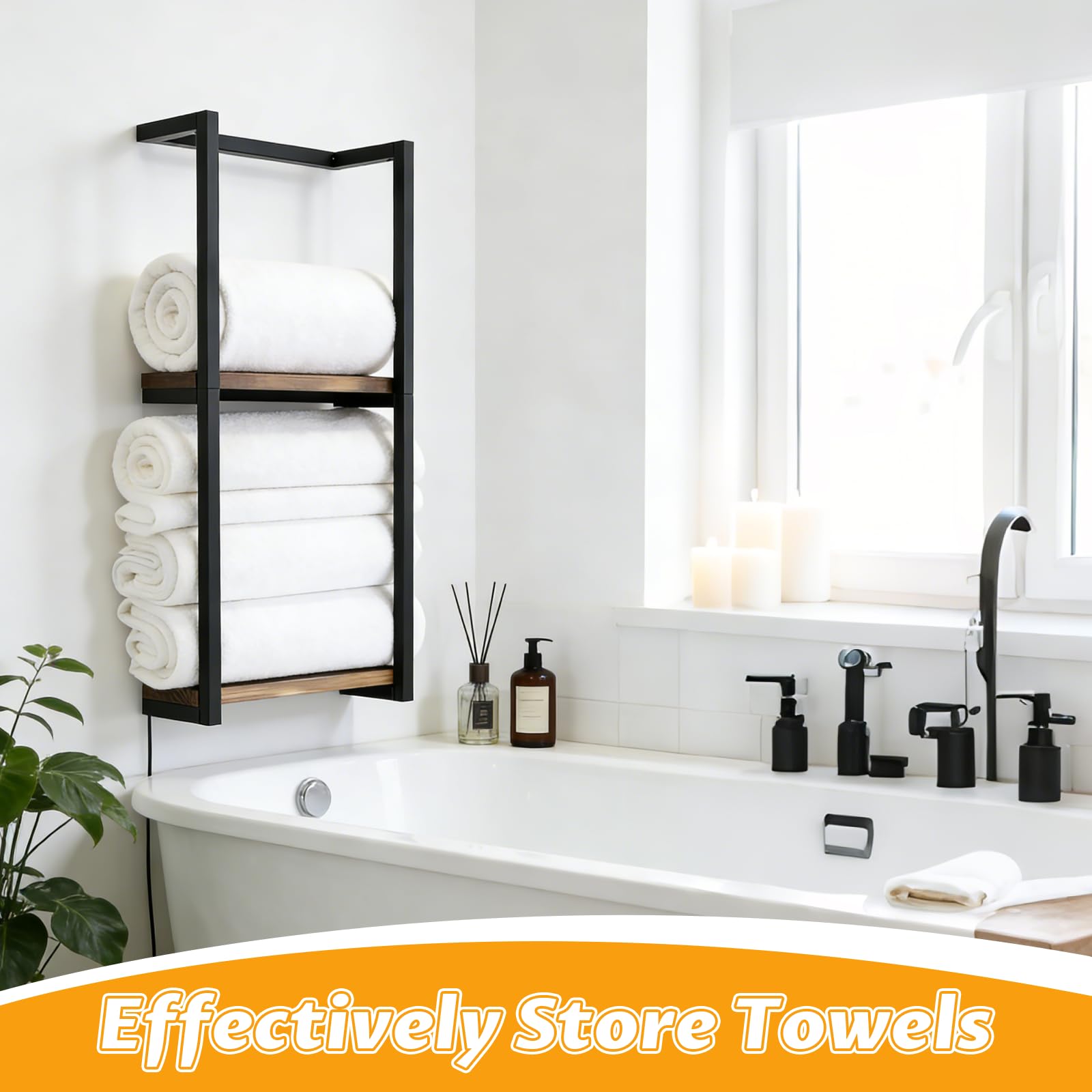 Toallero de Pared con Estante,Toallero de Baño Estante de Baño