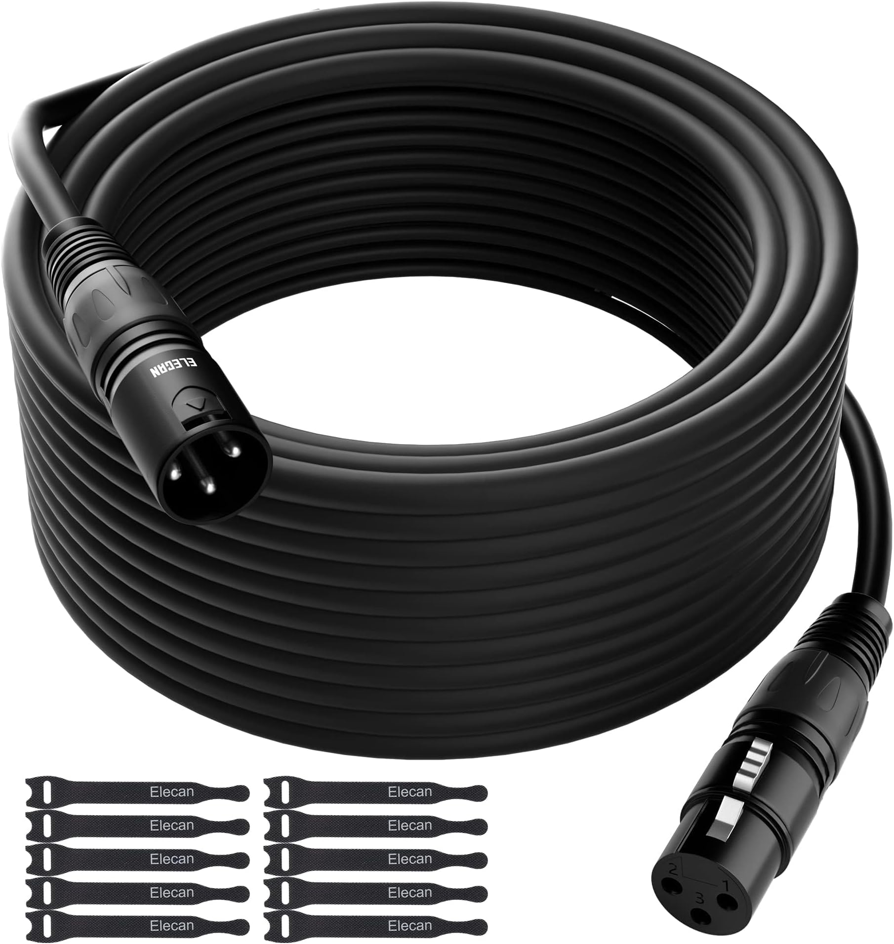 Elecan XLR Cable Microphone Cable 6 Feet, Heavy Duty Balanced XLR Speaker Cable (from 25-200FT) 3-Pin Shielded Male to Female Mic Cord,DMX Stage Lighting Patch Cable for Speaker Systems Mixer+10 Ties