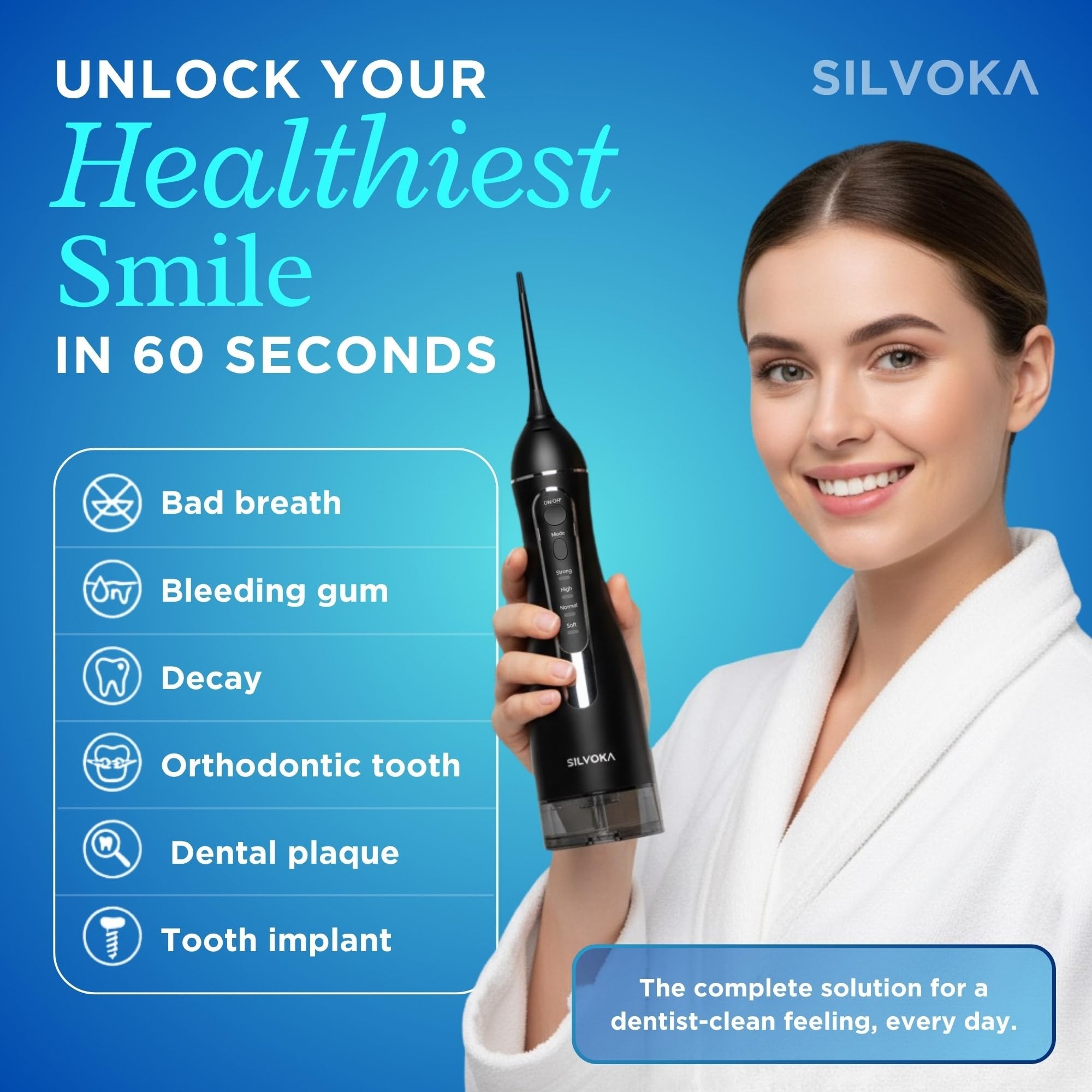 Irrigador bucal para dientes, irrigador bucal inalámbrico, irrigador dental portátil con tanque de 300 ml, 4 modos de limpieza, IPX7 impermeable, púa de hilo dental recargable para aparatos