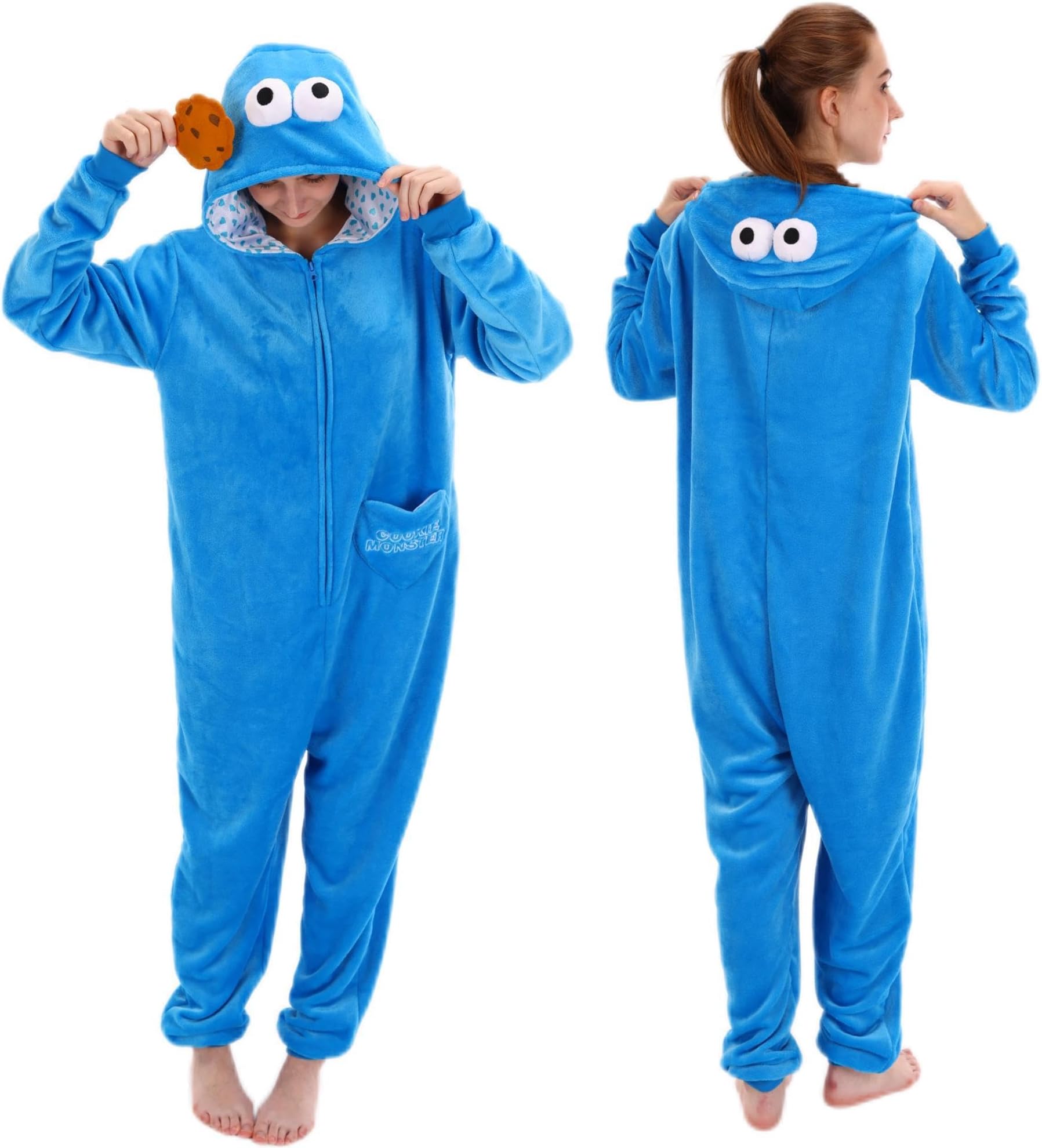 COSUSKETSnug Fit Unisex Adult Onesie Pajamas, Flannel Cosplay Cartton One Piece Halloween Costume Sleepwear Homewear