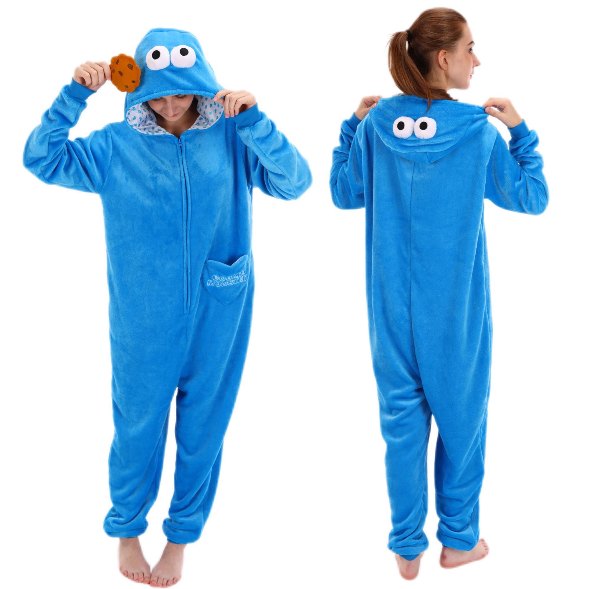 COSUSKETSnug Fit Unisex Adult Onesie Pajamas, Flannel Cosplay Cartton One Piece Halloween Costume Sleepwear Homewear