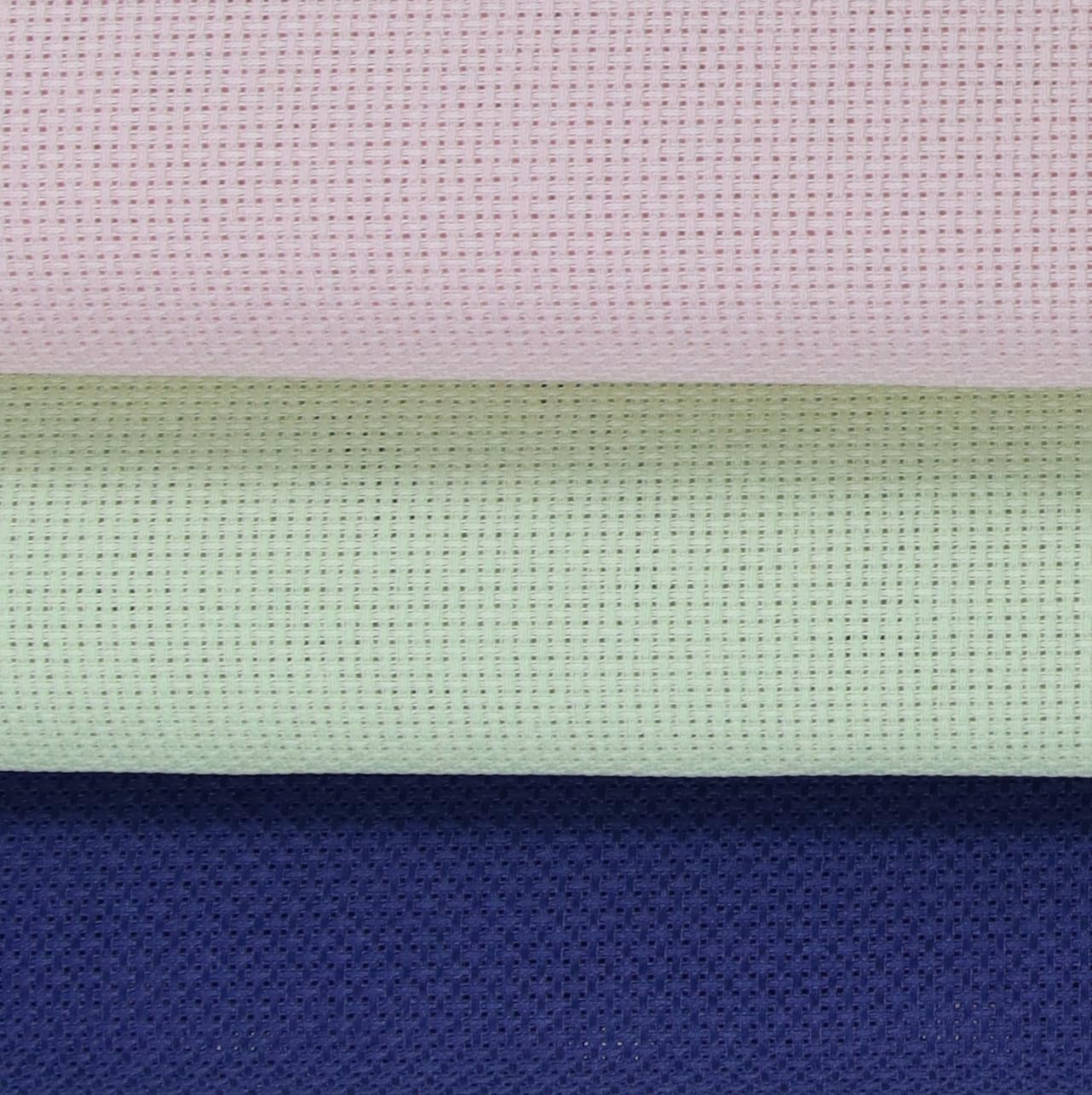 KCS 3 pc of 15" x 18"(38cmx45cm) Counted Cross Stitch Cotton Aida Cloth Needlework Rolled Fabric Box,16CT,Royal Blue+Light Green+Pink