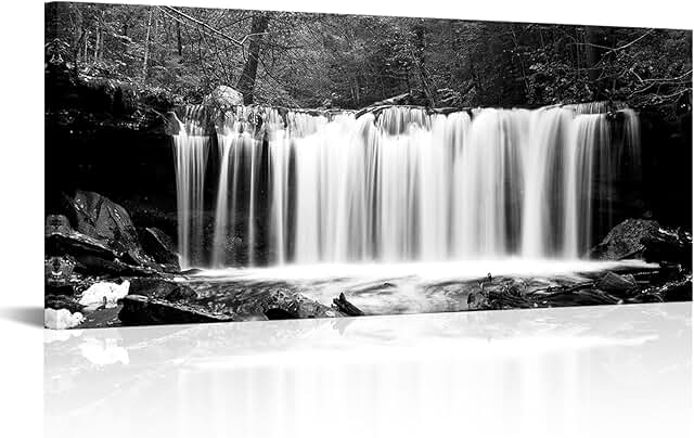 Fochorlo Large Black and White Wall Art Waterfall Pictures Canvas Prints...