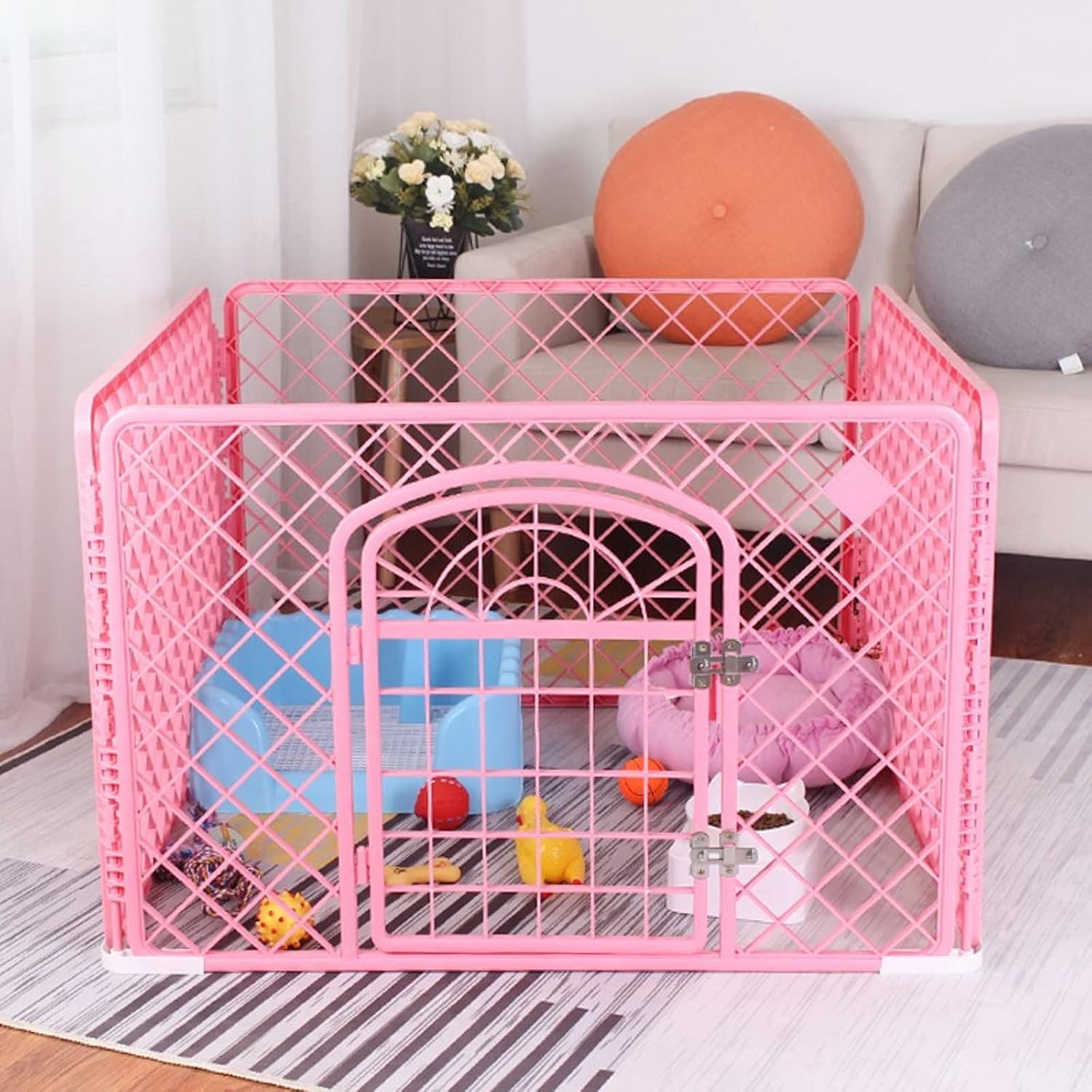 4-Panel Small Pet Enclosures Indoor Outdoor DIY Pet Playpen Small Medium Big Dog Cage Portable Small Animal Exercise Pen Play Yard for Guinea Pigs, Rabbits, Ferret, Cat, Dog