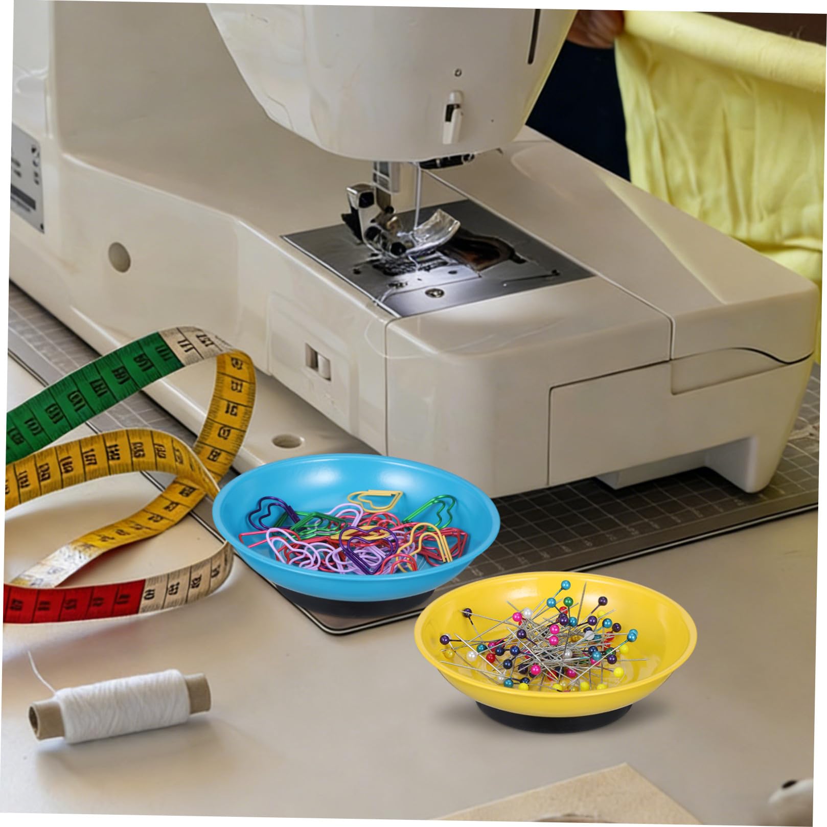 Portaagujas Magnético en Forma de Cuenco para Suministros de Costura, Acero Inoxidable, 2 Piezas, Diseño Estable para Escritorio, Organizador de Agujas y Alfileres