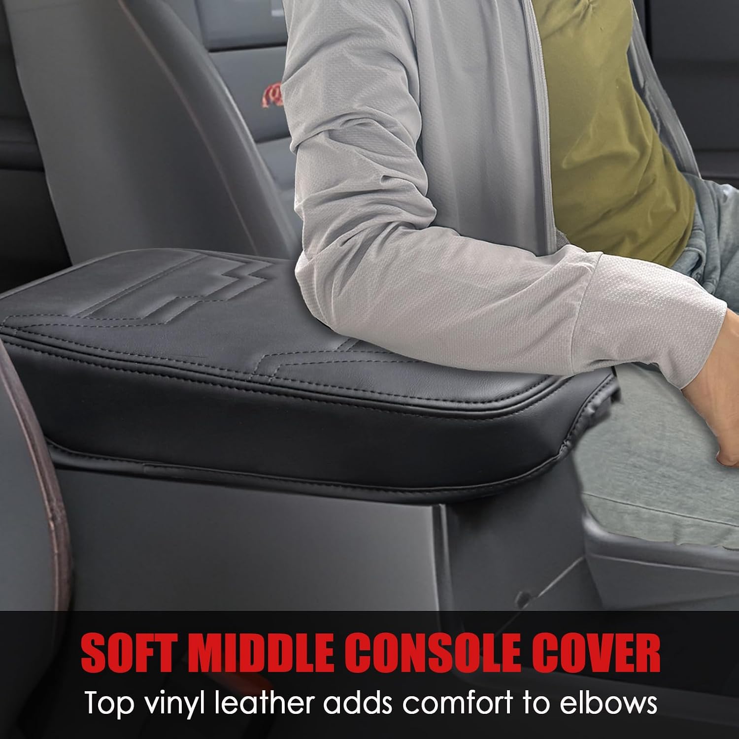 Center Console Cover for Nissan Frontier - Anti-Scratch Armrest Box Lid Pad Middle Console Cover for Nissan Frontier SV Pro 4X 2022 2023 2024 2025 2026 Interior Accessories (Black Stitches)