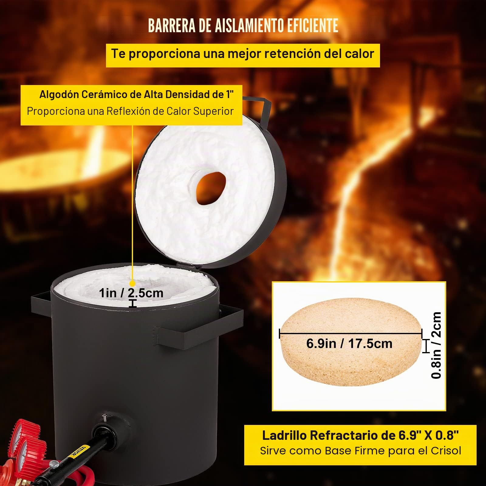 VEVOR Forja de Propano 0-350 psi Horno de Fundición Placa Laminada en Frío 10KG 10min Kit de Horno de Fundición de Metales para Bricolaje