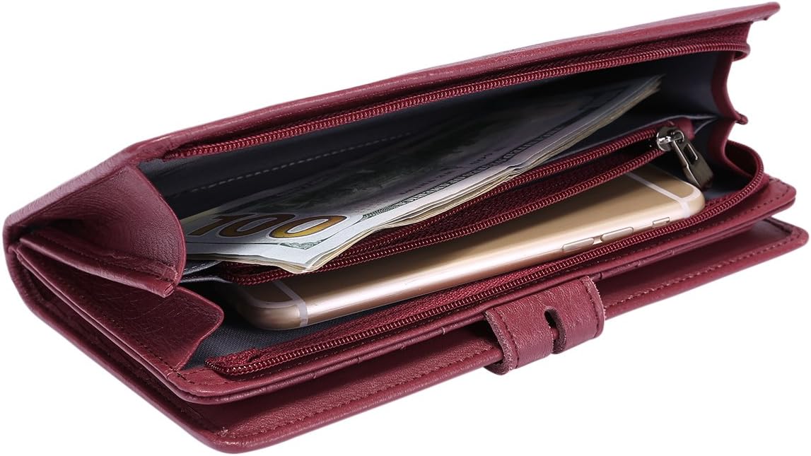 Itslife Womens Wallet,Large Capacity RFID Blocking Leather Wallets Credit Cards Organizer Ladies Wallet with Checkbook Holder