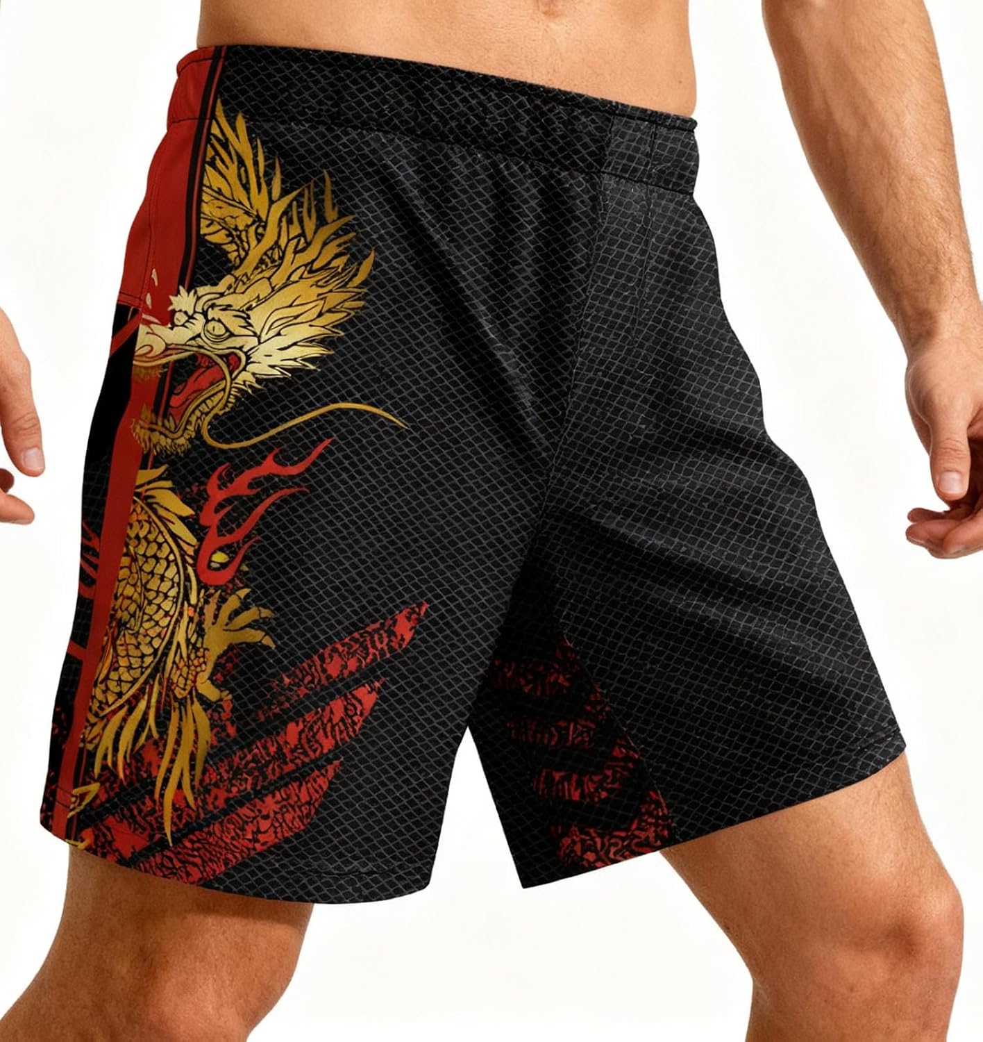 Men's MMA Shorts - Lightweight Quick-Dry Boxing & BJJ Trunks for No-Gi Grappling, Muay Thai, Fitness Training