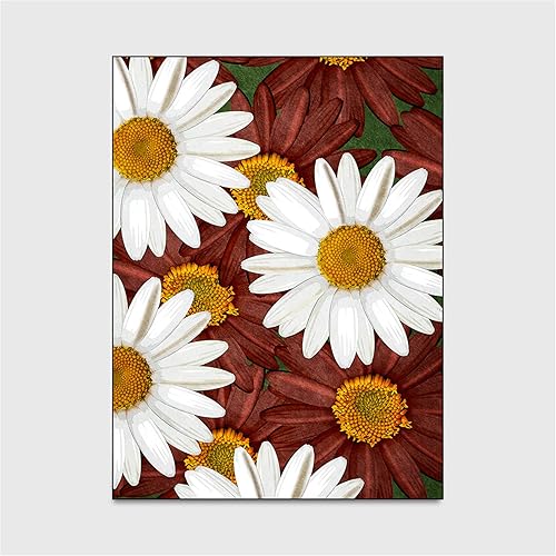 Miniatura 4 de Alfombra de área de girasol, 3 x 5 pies, alfombra con estampado de girasol rojo y blanco, decoración moderna floral 3D para sala de estar,