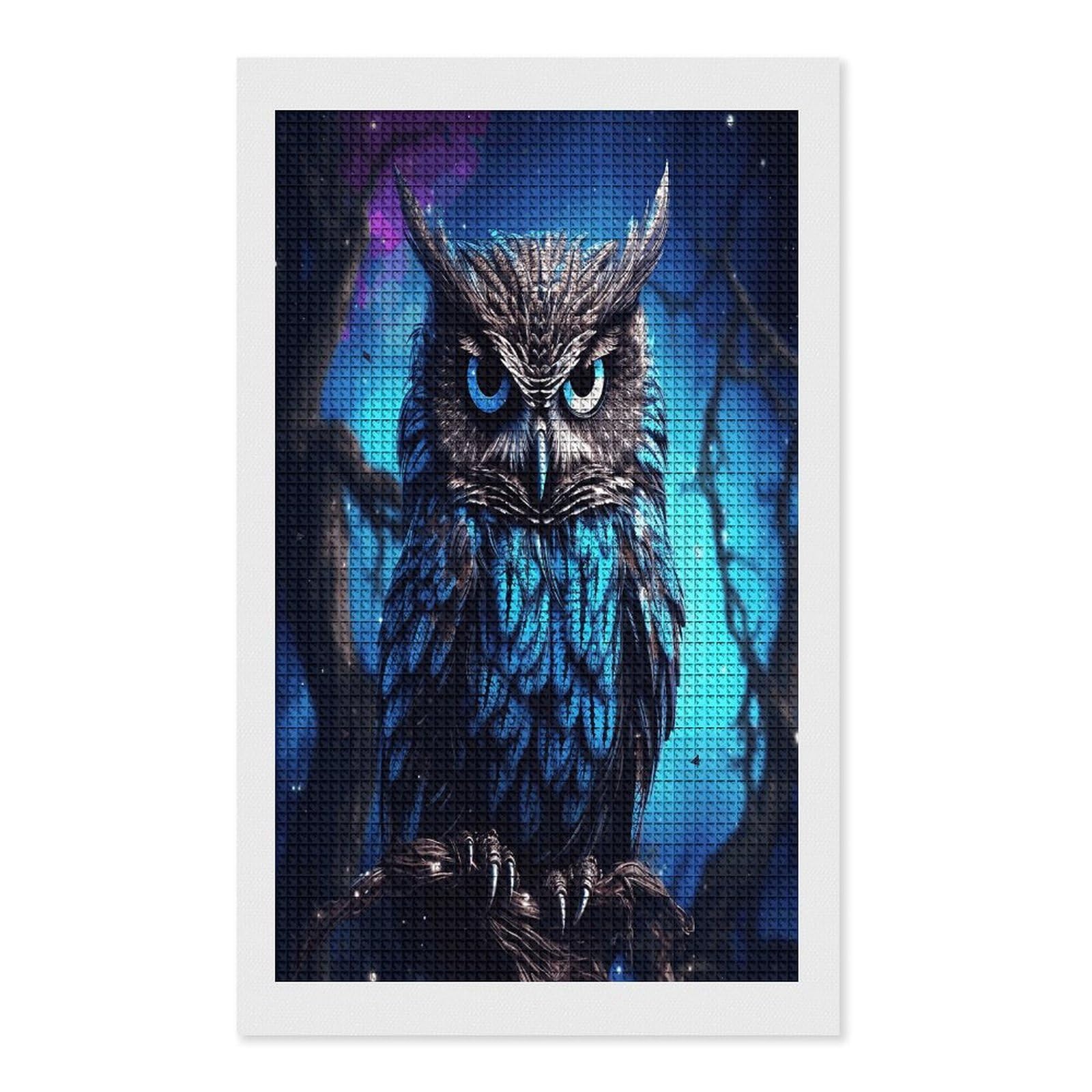 FodPand Blue Owl Diamond Painting Kit for Beginner Fun 5D DIY Crafts for Adults Diamond Art Kits Square Diamond Art Canvas Painting Gem Art Crafts for Home Wall Decor 12"x20"