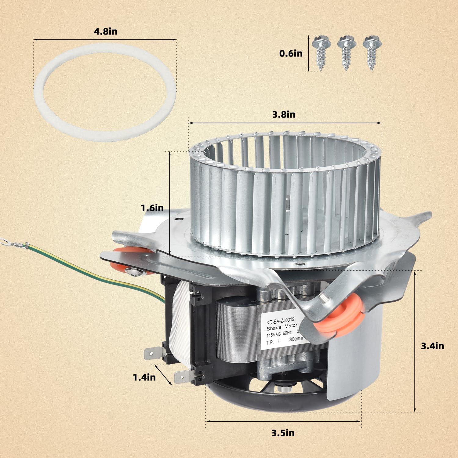 HC21ZE121A Furnace Draft Inducer Motor Kit Compatible with Carrier & Bryant and Payne Furnaces, Replace HC21ZE121, J238-100-10108, J238-100-10108AT, 71582741