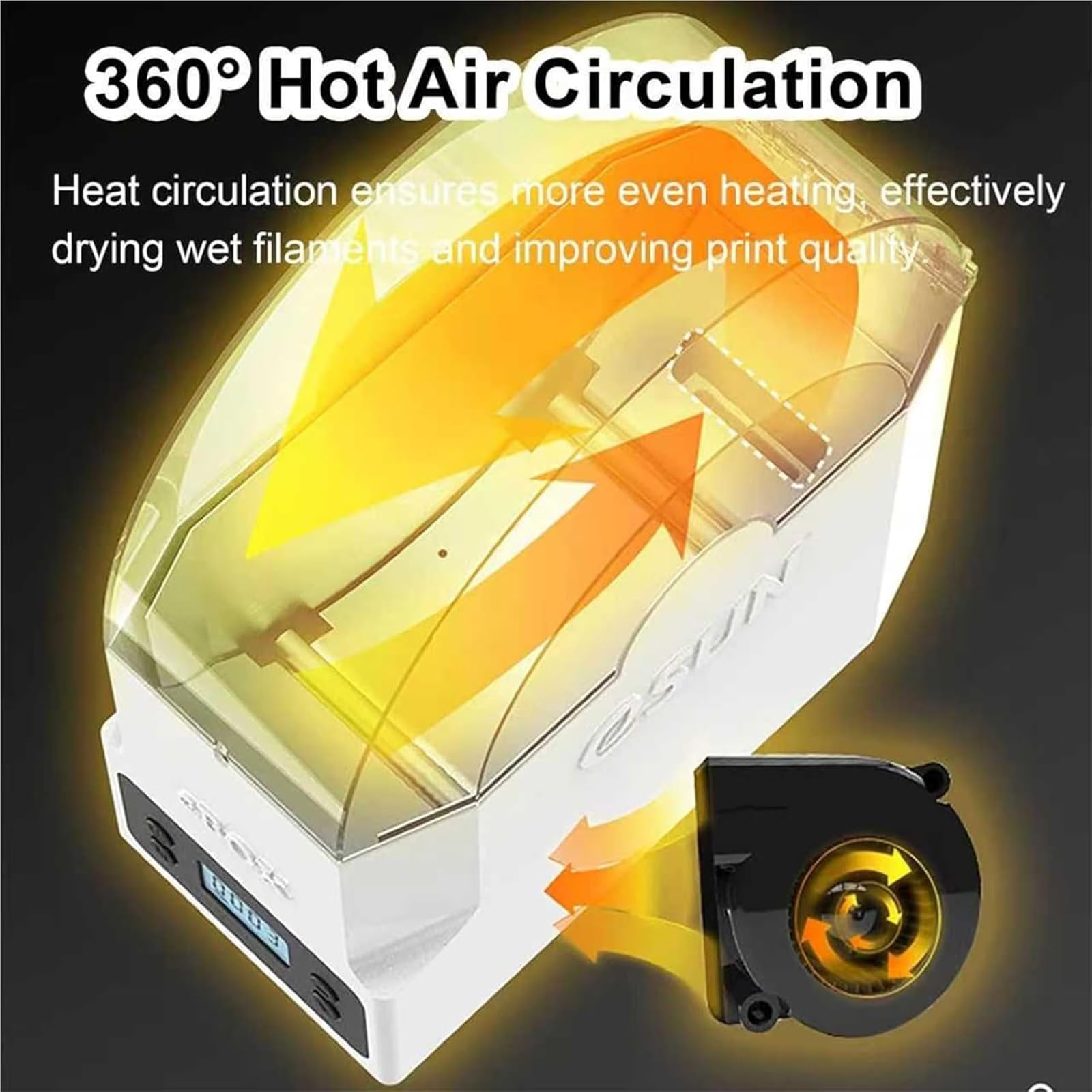 Secador De Filamento Para Impresora 3D, Caja Secadora De Filamento, Temperatura Ajustable 40 ℃/50 ℃/55 ℃, Capacidad Máxima Del Carrete 200x73 Mm, Compatible Con 1,75 Mm/2,85 Mm/3,00 Mm, PLA, PETG, TPU