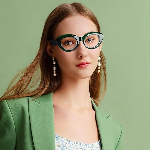 Miniatura 2 de MMOWW 3 pares de anteojos de lectura de ojo de gato para mujer, bloqueo de luz azul, a la moda, lindos lectores de computadora con bisagra de resorte