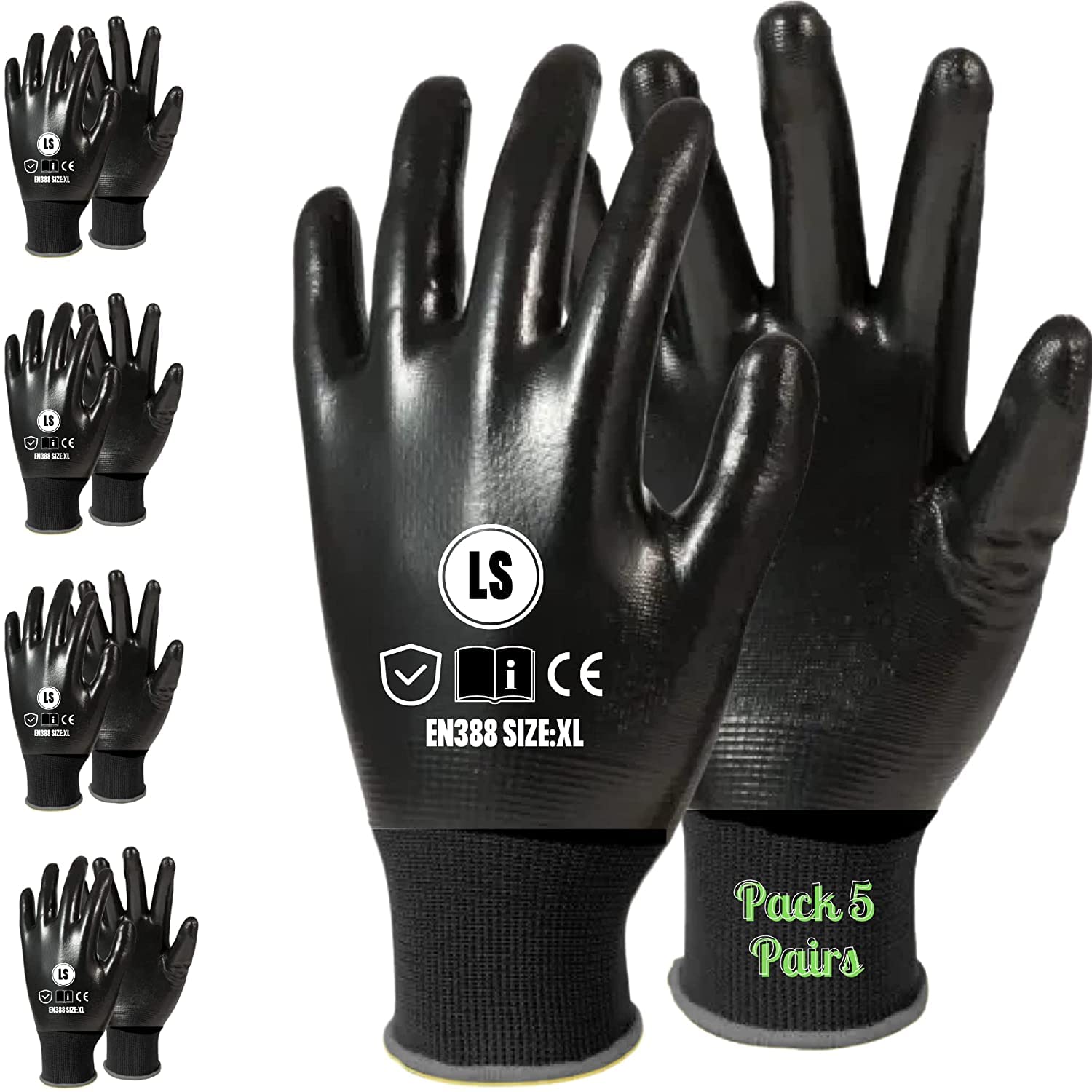 Satishve Reusable Nitrile Coated Work Safety Industrial Gloves/Gardening Gloves/Cotton Hand Gloves/Industrial Gloves for Men & Women Stretchable Size XL (Pack of 5 Pairs Black) (5) (B0BVWBGHQT) Amazon Price History, Amazon Price Tracker