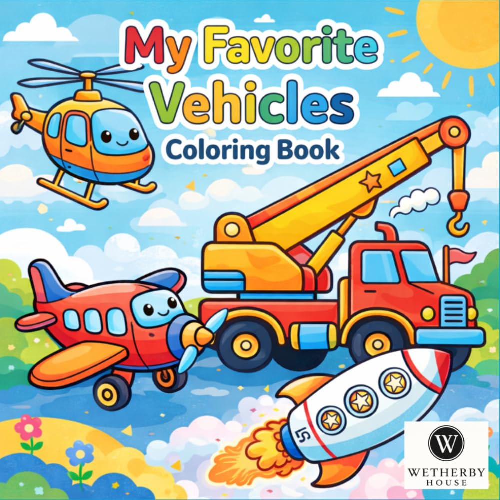 My Favorite Vehicles Coloring Book: Fun and Easy Coloring Pages for Toddlers and Preschool Kids Ages 3-6