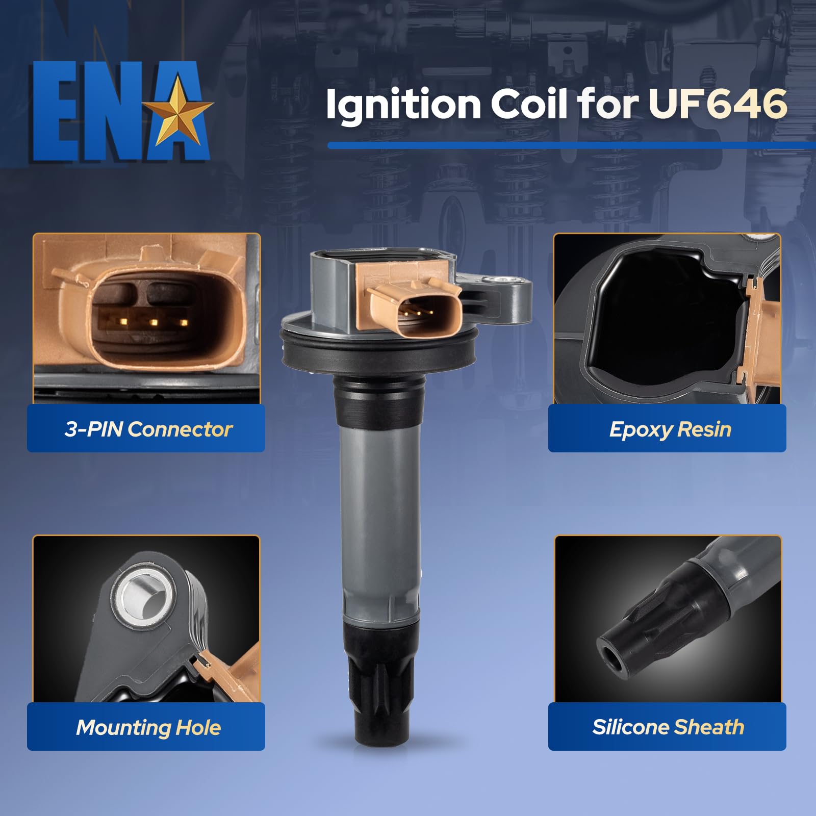 ENA Set Of 6 Ignition Coil Pack Compatible With Ford Lincoln Explorer Expedition F-150 Flex MKS MKT Transit Interceptor Taurus Navigator V6 3.5L - View #6
