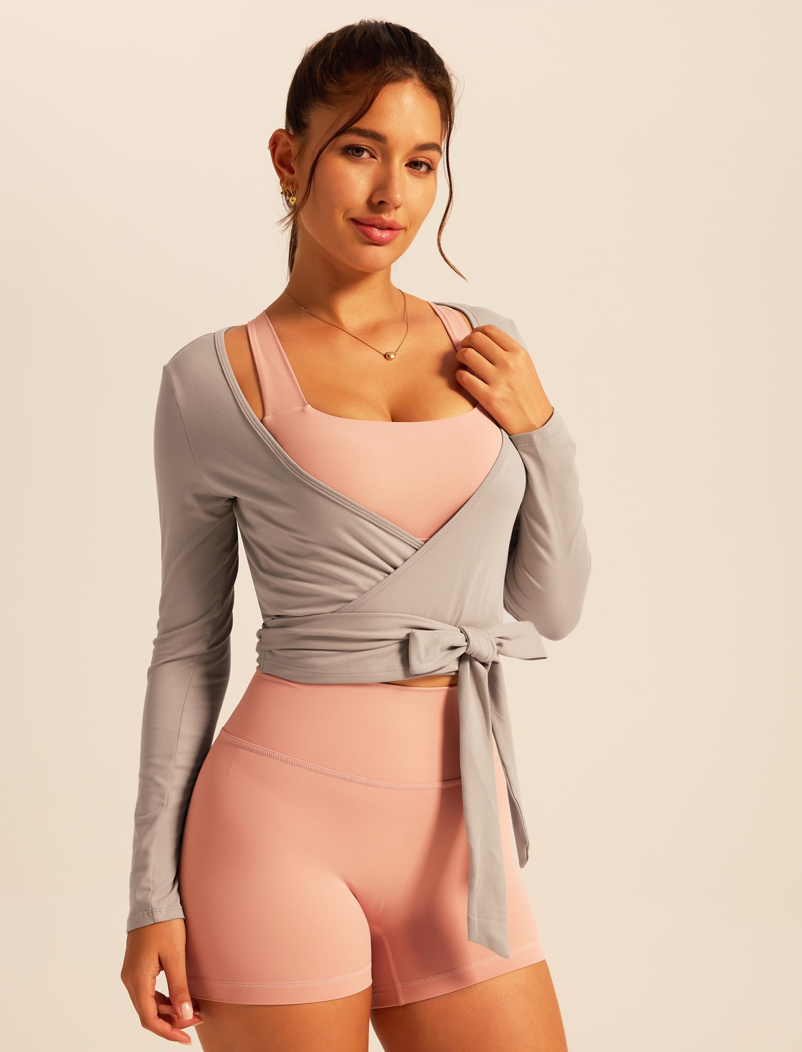 IDOPIP Camiseta de manga larga para mujer: camiseta deportiva con cuello en V opaca, camiseta de manga larga para fitness, yoga, entrenamiento, pilates