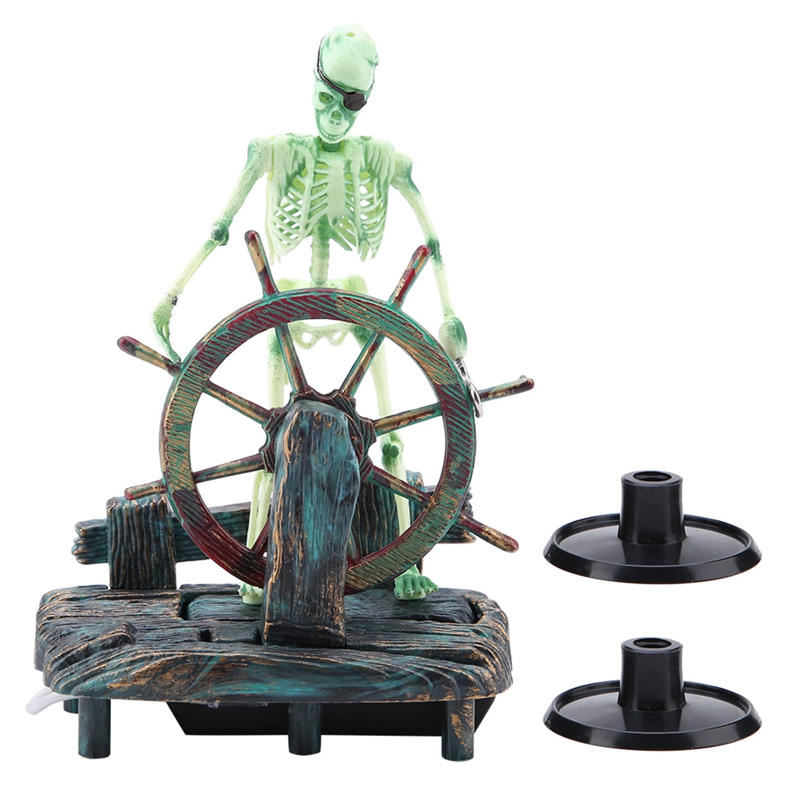 Ftvogue Aquarium Hippocampus, Aquarium Décor Ornaments Pirate, Aquarium Décor Ornaments Captain Skeleton Decoration Fish Tank Landscape Aquarium Ornament