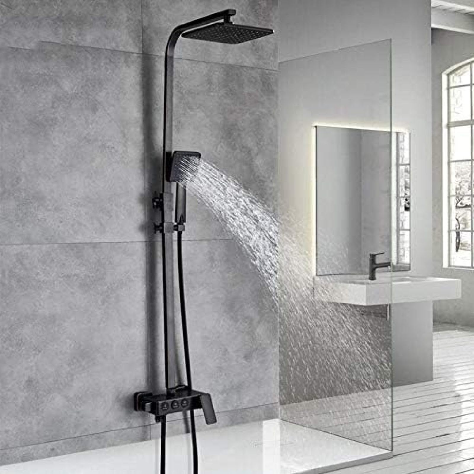 Mitigeur de douche effet pluie bronze noir pour remplacer robinet baignoire ancien