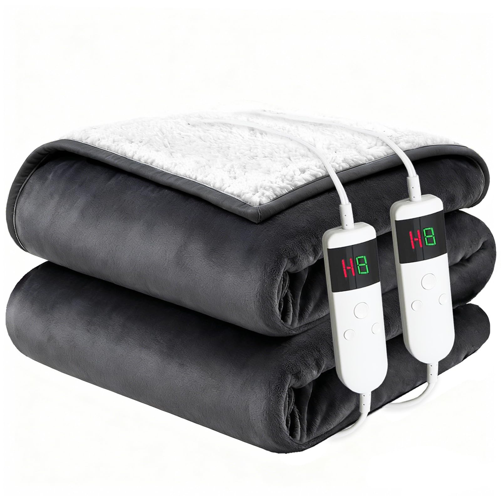 Qieryun Heizdecke Mit Abschaltautomatik, 150x180CM, 10 Heizstufen 8 Stunden Auto-Off-Timer Überhitzungsschutz, Wärme Decke Flanell Maschinenwaschbar, Beheizbare Decke Für Zuhause & Büro