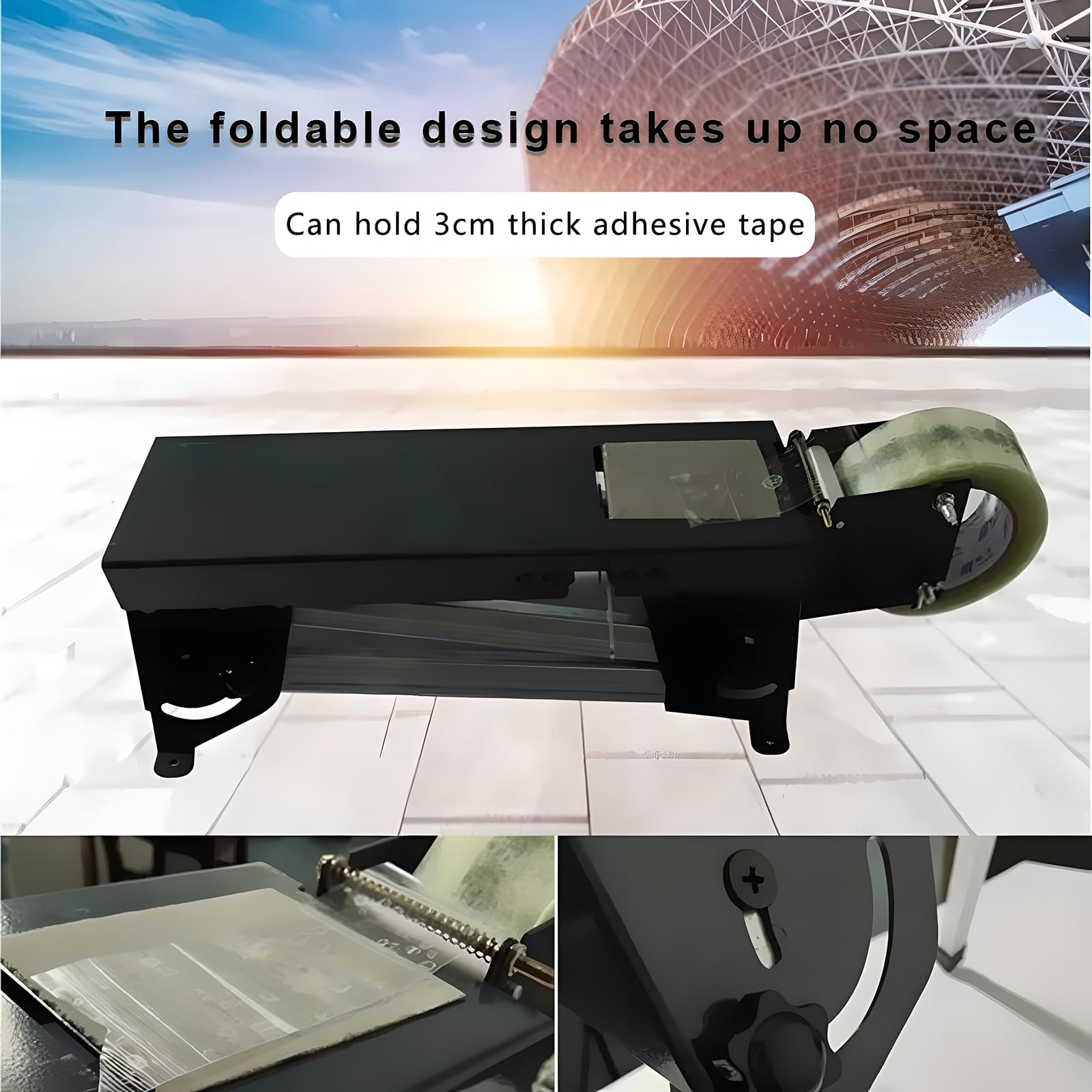 Dévidoir de ruban adhésif pour emballage, design pliable sur pied, scellant en carton peu encombrant, idéal pour les magasins, les bureaux de poste et un usage domestique