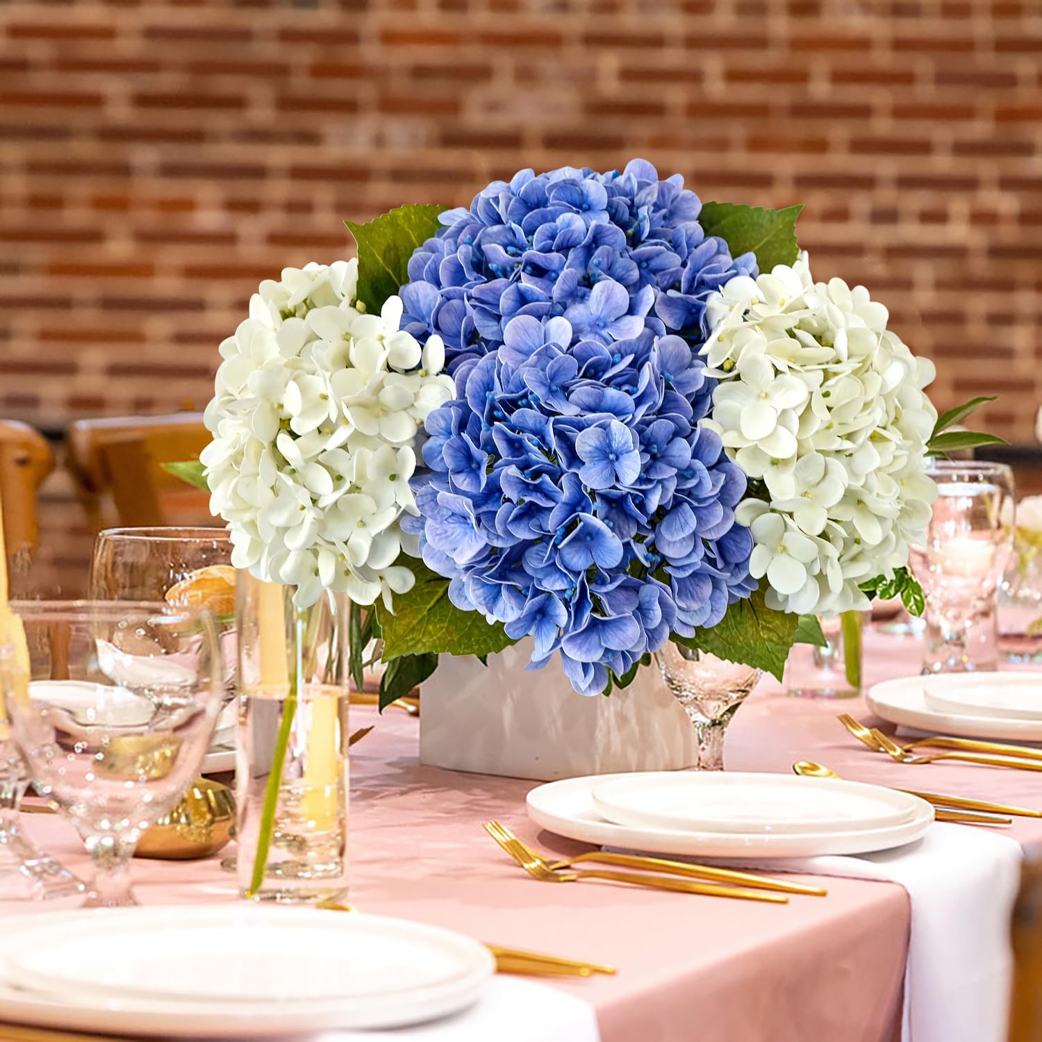 Hydrangea Artificial Flowers, Lifelike Latex Silk Real Touch Faux Hydrangea Flowers, Artificial Hydrangeas Bouquet for Wedding Centerpieces Tables Party Home (Royal Blue) - Image 7