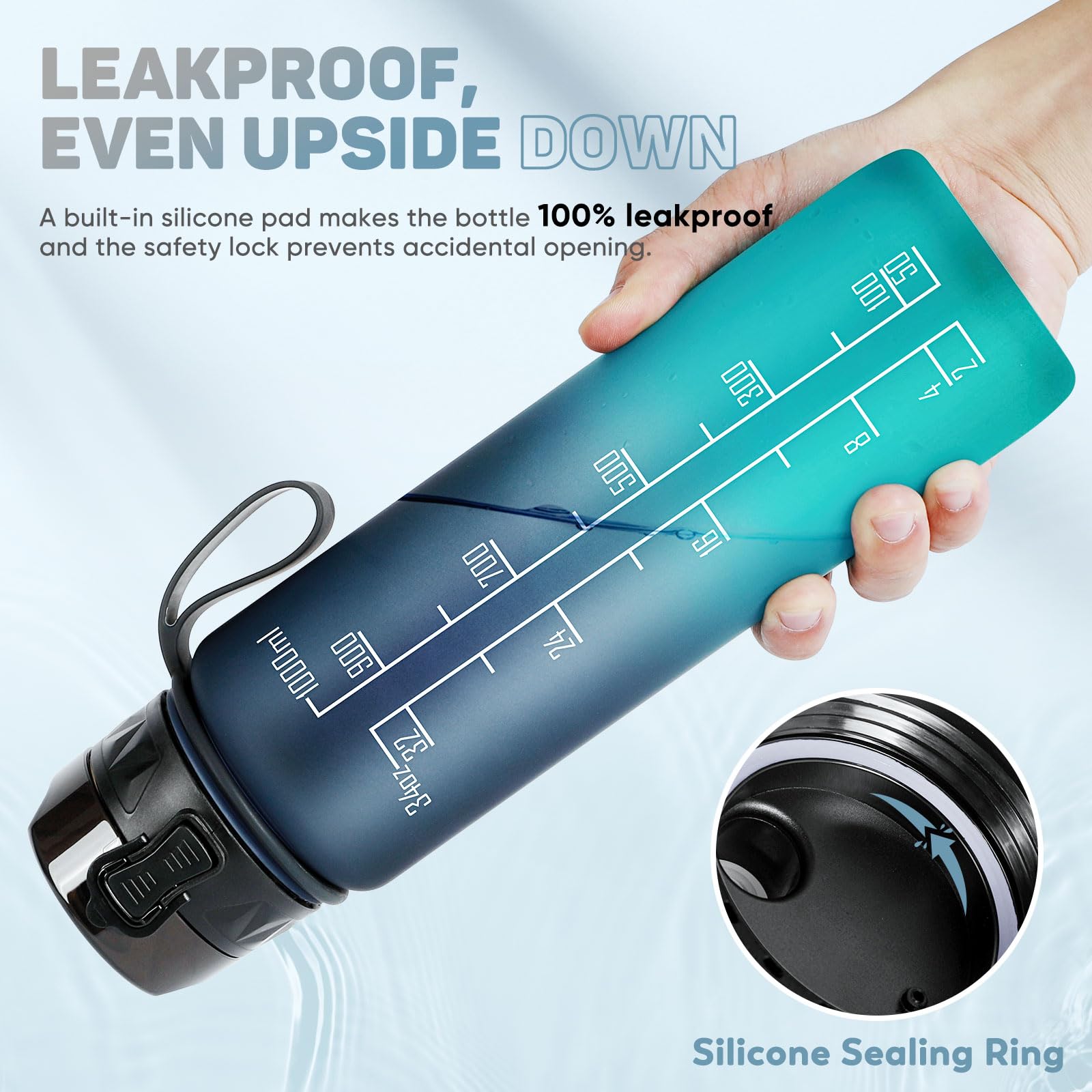 FULDENT Sports Water Bottle 1L Leakproof Design Water Bottle, BPA Free Tritan Plastic Drinking Bottle for Teenager Adult - Image 2