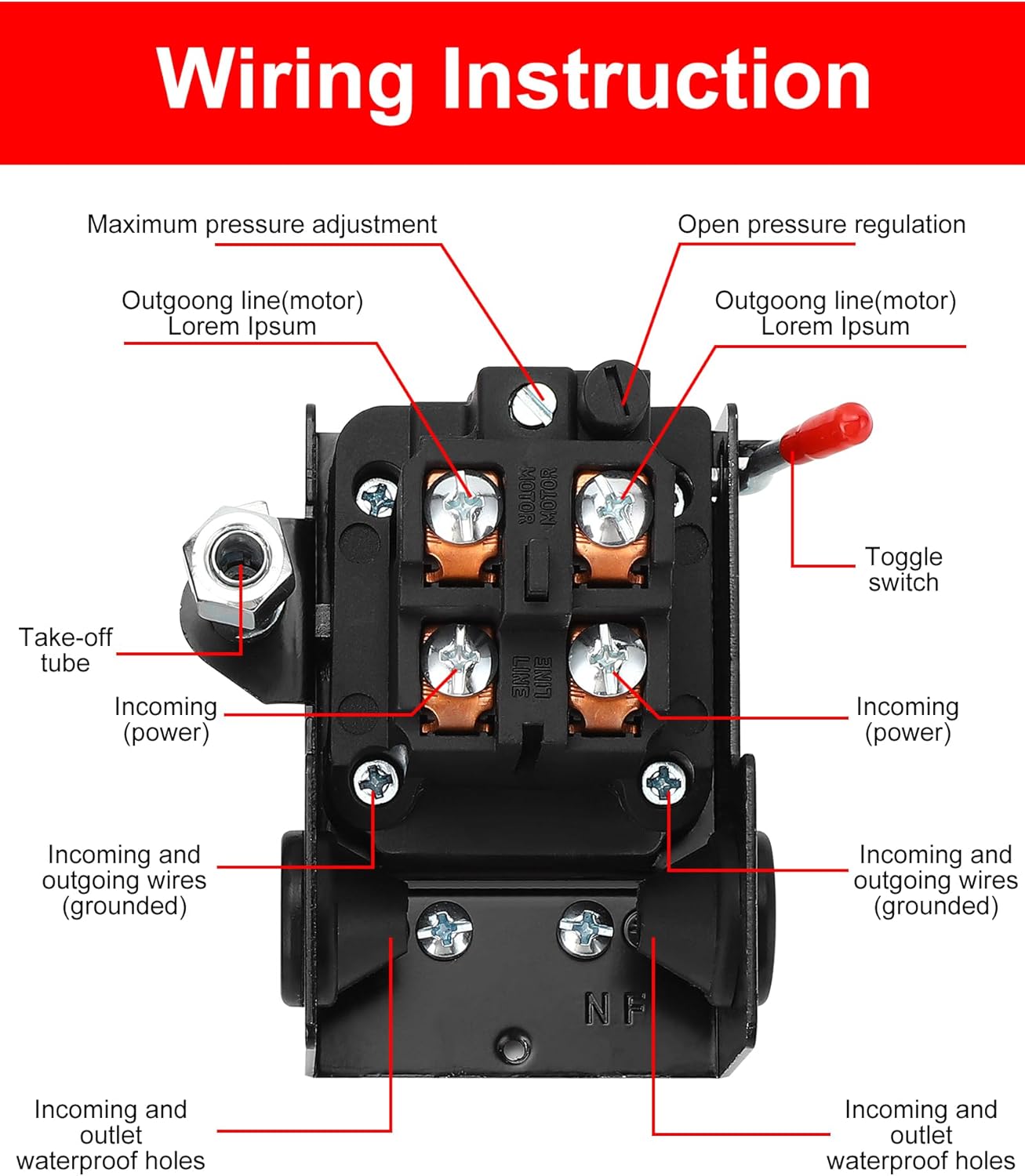 Air Compressor Pressure Switch, 95-125 Psi 240V 26A Heavy Duty Universal Pump Pressure Switch Control Valve,for Air Compressor Replaces Valve