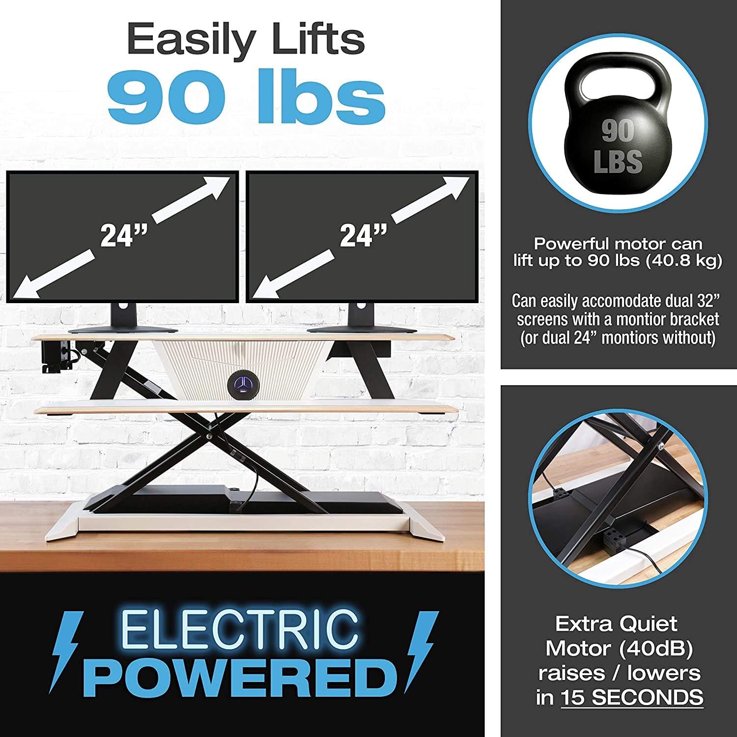 New Arrivals Cloud Nine Electric Standing Desk - 36 Inch Height Adjustable Sit Stand Up Converter - Lifts Two Monitors (90 lbs) - Motorized Riser - White Holiday Deals 🛒 Cloud Nine Electric Standing Desk - 36 Inch Height Adjustable Sit Stand Up Converter - Lifts Two Monitors (90 lbs) - Motorized Riser - White