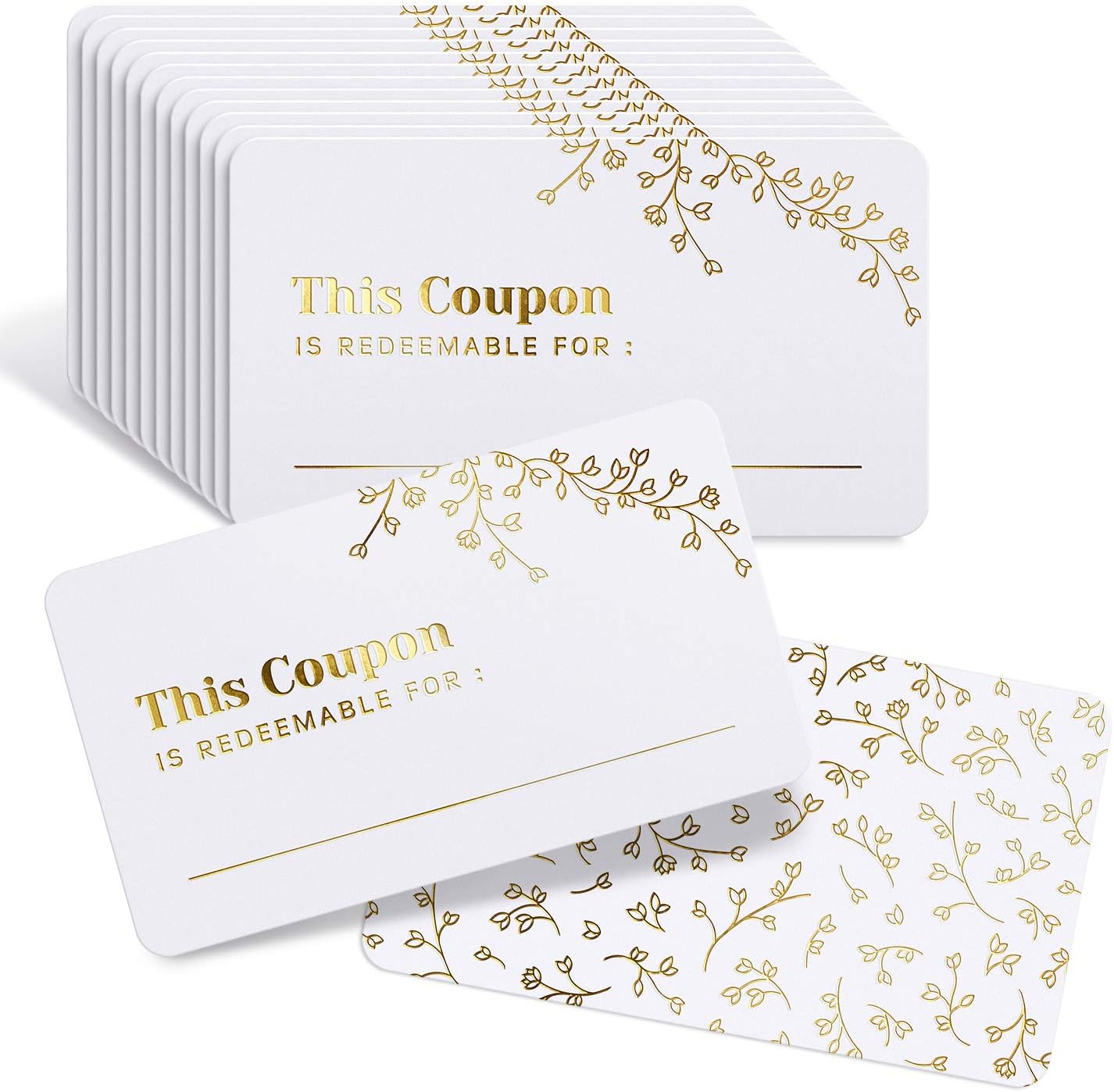 50 Blank Coupon Cards - for Him, Her, Husband, Wife, Mom, Dad, Mother’s Day Gift Certificates Vouchers Loyalty Cards Employee Appreciation Gifts - Great for Spas, Restaurants, Hair Salons (3.5”x2”)