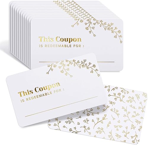 50 tarjetas de cupón en blanco – para él, ella, marido, esposa, mamá, papá, certificados de regalo del día de la madre, vales, tarjetas de lealtad,