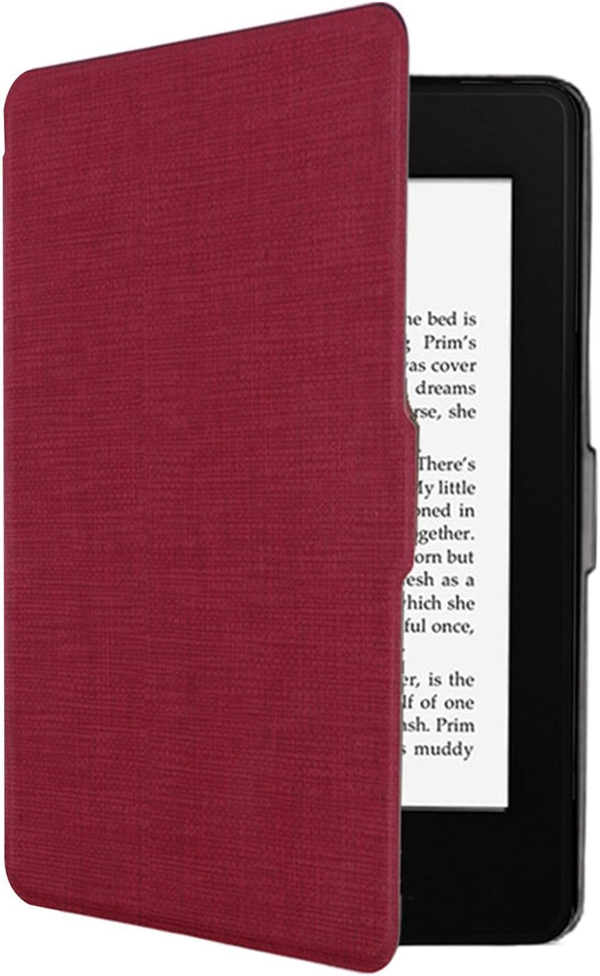 Kindle Paperwhite Case, Magnetic PU Leather Cover Skin, Basic Protective Case Cover for Amazon Kindle Paperwhite 3 1 2, Anti-dust, Auto Wake / Sleep for Amazon, Red