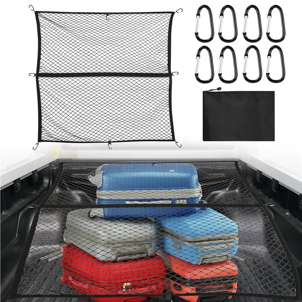 Rete di Carico per Pick-up per Cassone Camion 4,10' X 3,80' Estensibile Fino A 7,0' 6,5' Organizer in per Bagagliaio Auto Rete Portaoggetti Tasca Organizer