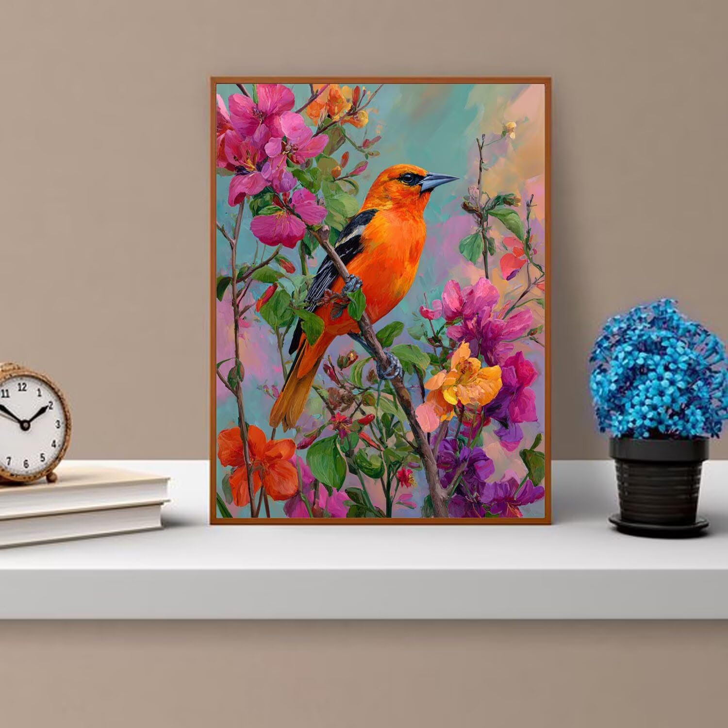 Dipingere con i Numeri Adulti uccelli, arancione Dipingere con i Numeri Bambini DIY Kit, Set Premium con Pennelli, Decorazione Casa & Creativo Regalo, Attività di Tempo libero 90x120cm z-317