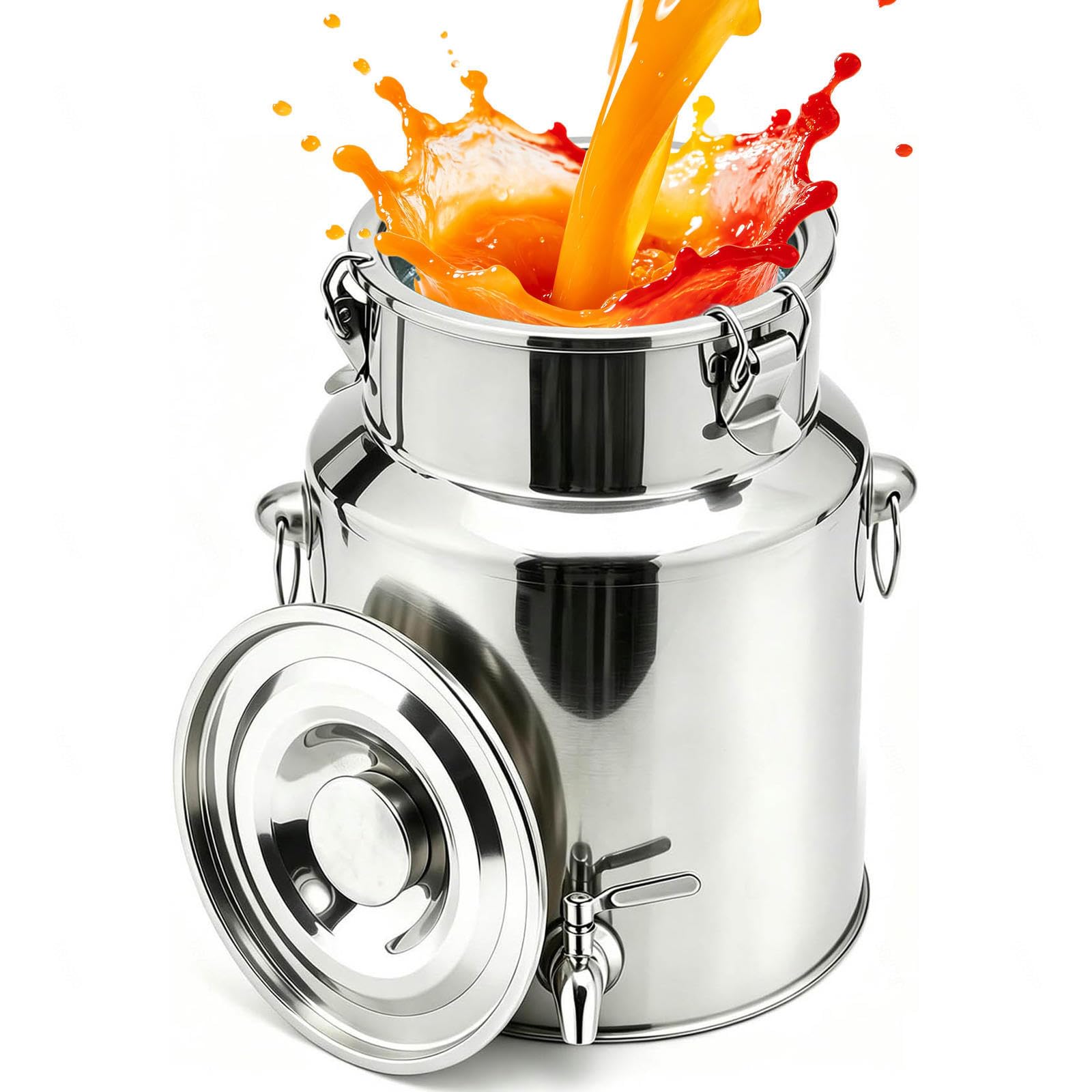 dispensador de bebidas con grifo jarra de agua acero inox,A-9L | con abrazadera de bloqueo de tapa almacenamiento de alimentos en barril hermético para sólidos líquidos,A-9L