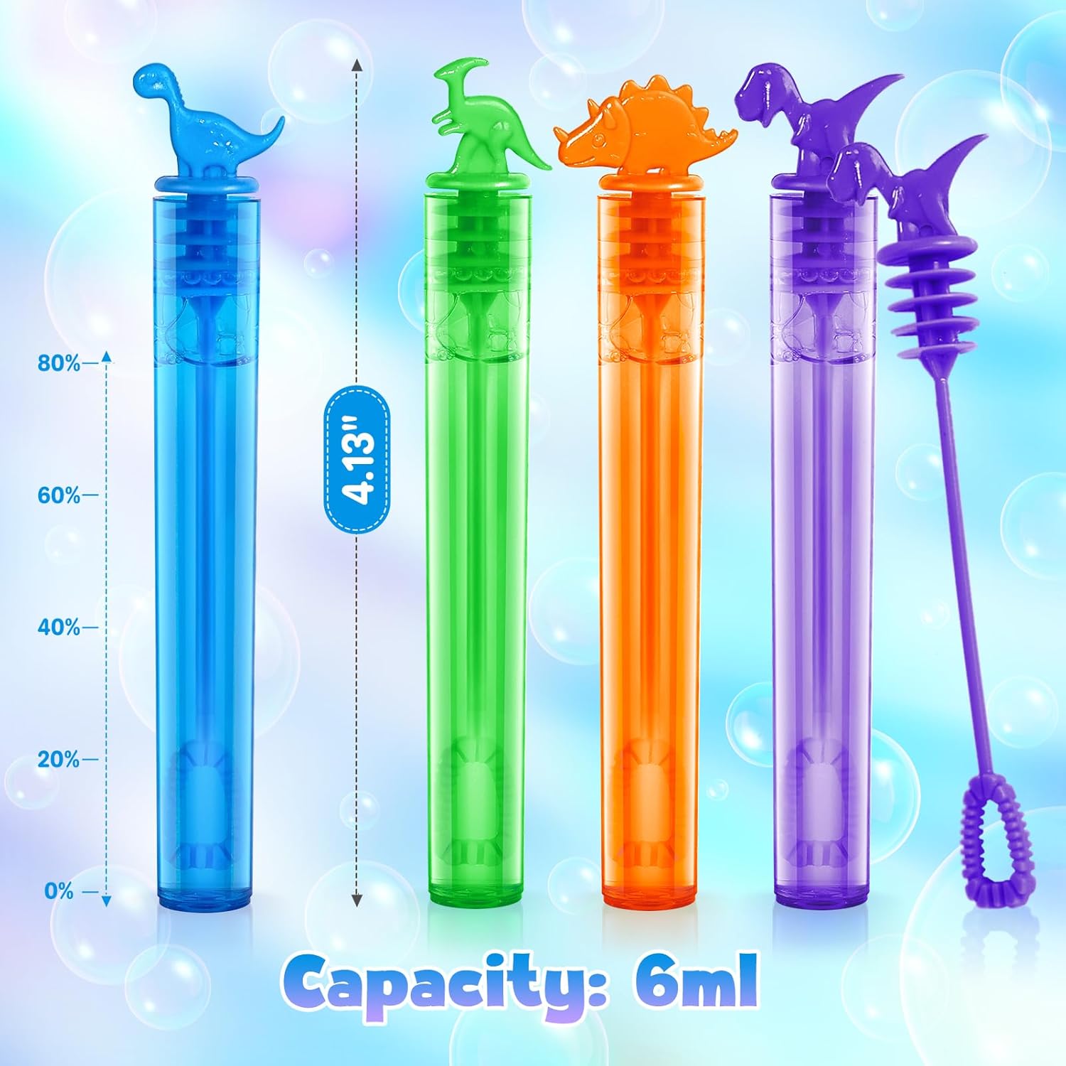 SpringFLower 300Pcs Dinosaur Mini Bubble Wands, Bubbles Party Favors for Kids, Birthday Party Favor Supplies, Goodie Bags, Carnival Prizes, Wedding, Outdoor & Indoor Activity for Girls Boys, 10 Colors
