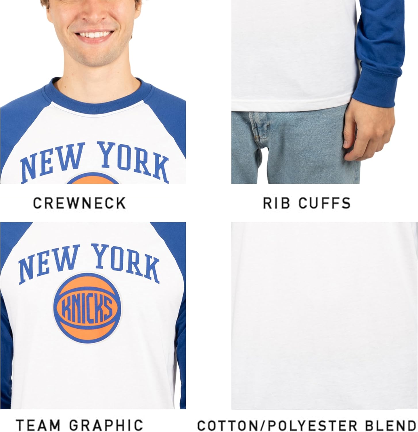 Ultra Game Men’s NBA Official Super Soft Raglan Baseball T-Shirt