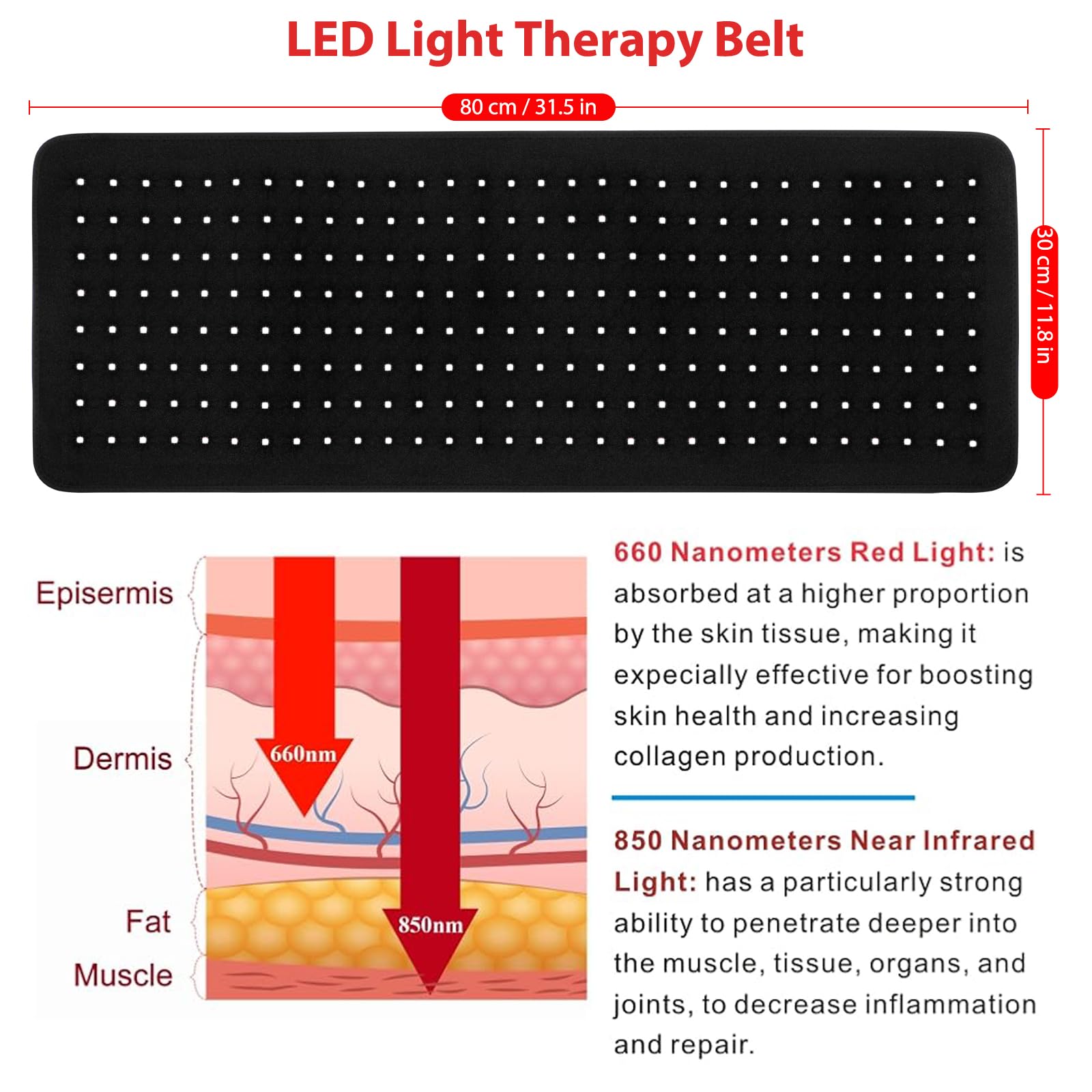 Terapia della luce rossa per il corpo 660nm 850nm vicino ai dispositivi infrarossi
