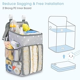 Maliton Changing Table Diaper Organizer - Baby Hanging Diaper Stacker Nursery Caddy Organizer for Cribs Playard Baby Essentials Storage (Star)