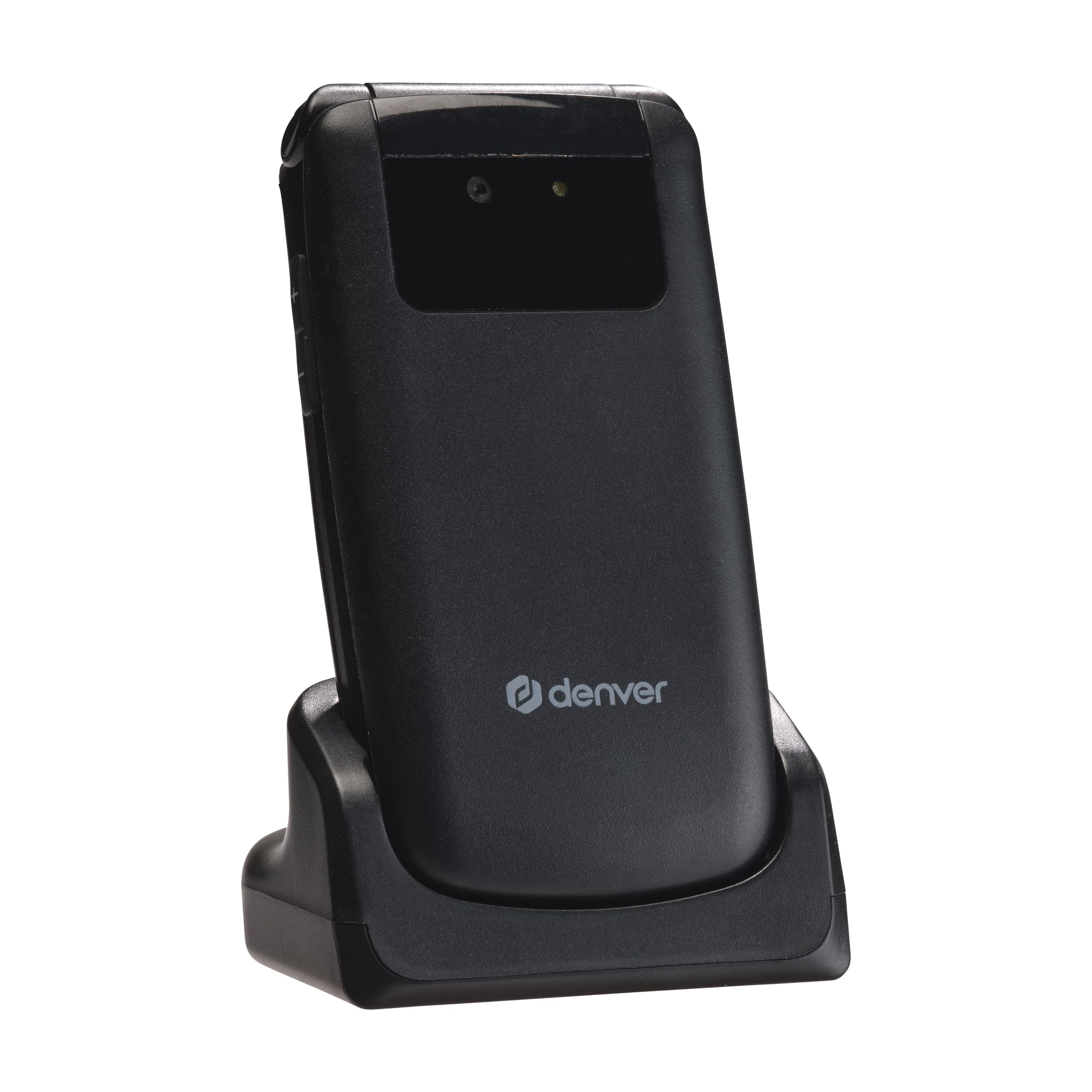 Denver BAS-24800L - Teléfono móvil para personas mayores 4G con estación de carga y botón de emergencia SOS, teclas grandes, sin contrato, volta, Bluetooth, radio FM, linterna, IP54, pantalla a color