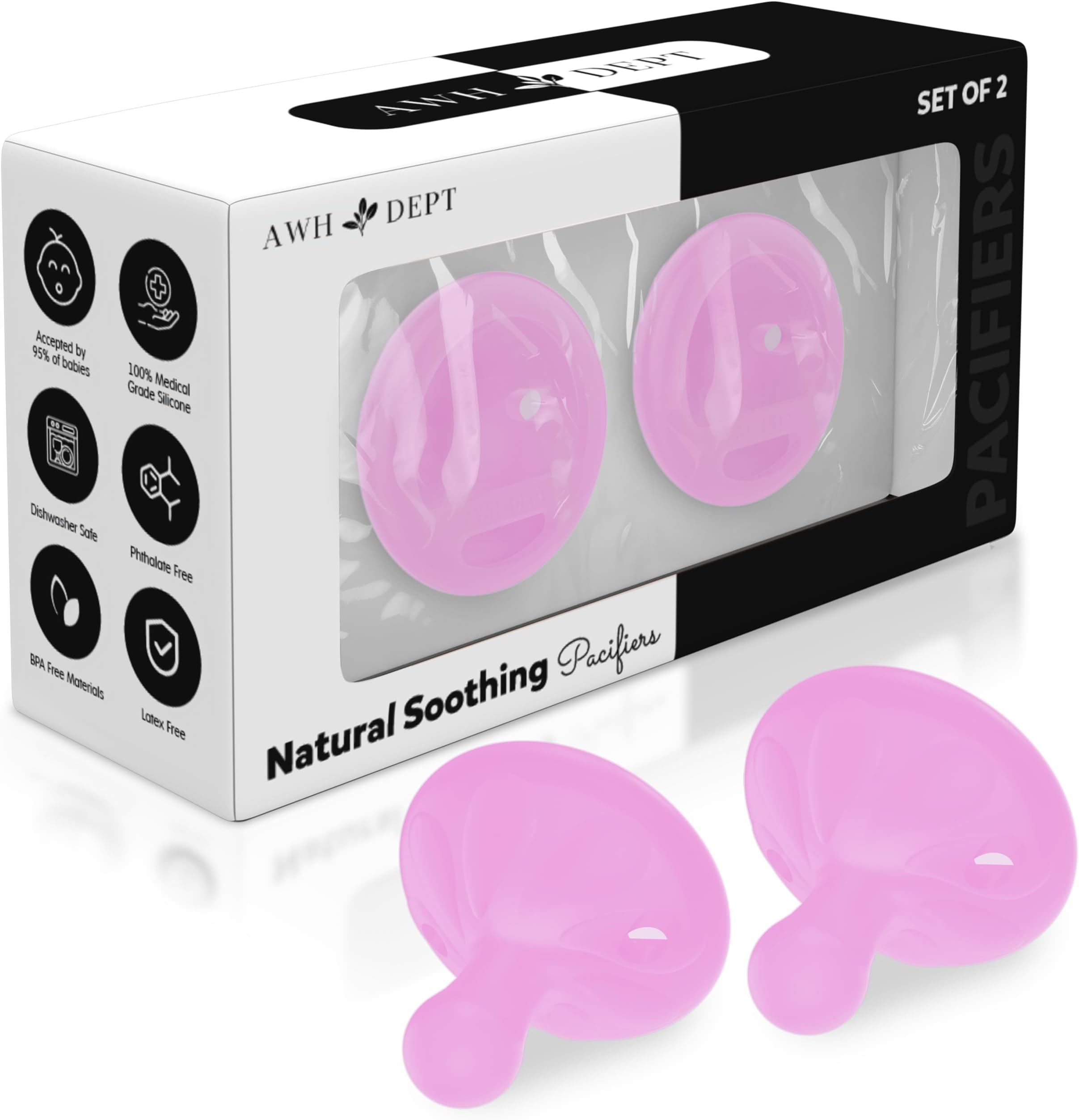 Comfortable Pacifiers 6-18 Months and Pacifiers 0-3 Months - Baby Girl Newborn Essentials Pacii - Natural Breastfeeding Essentials (2 Pack) (Pink)