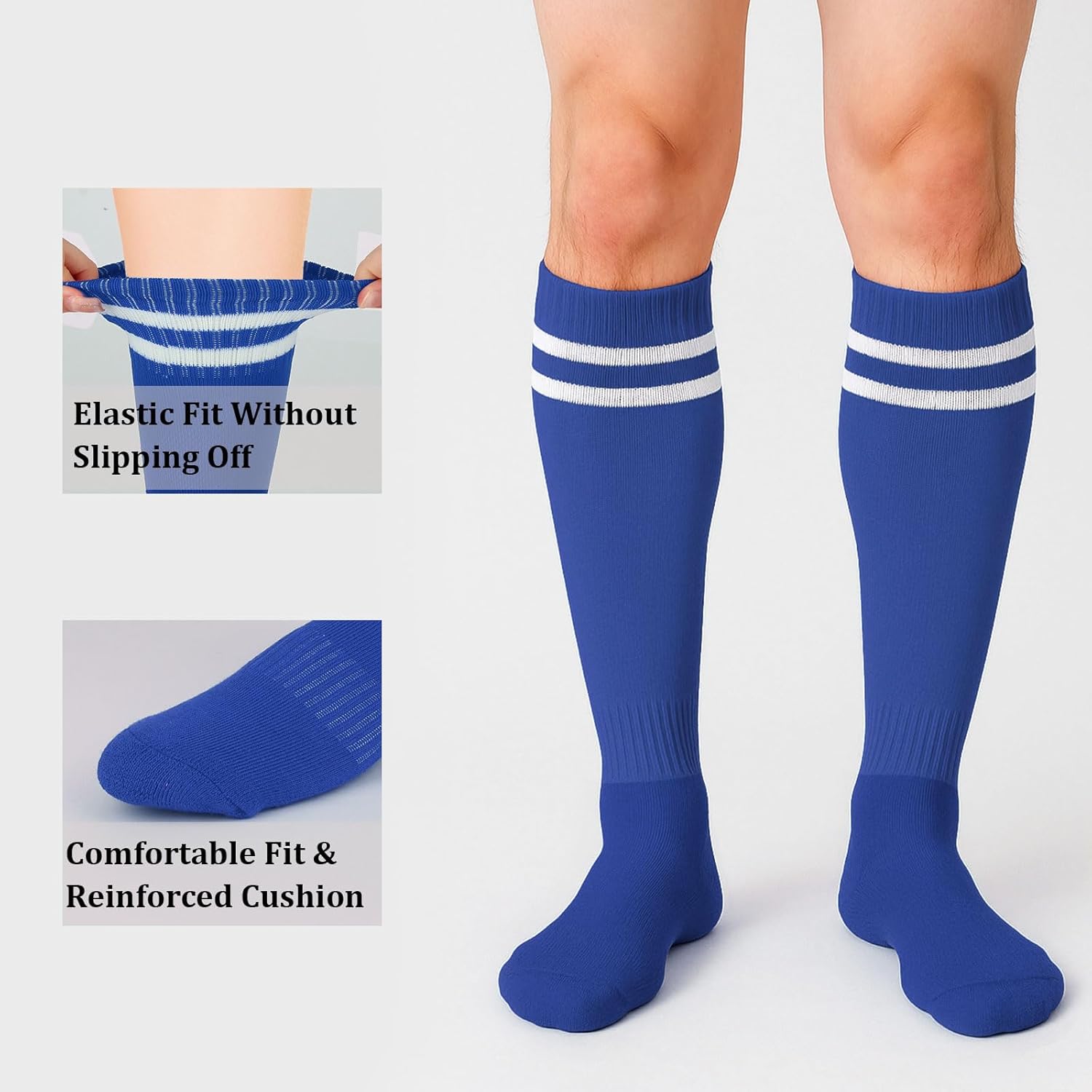 3 Pairs Baseball Socks Softball Knee-High Athletic Socks Casual Stripes Tube Socks for Youth Men and Women - Image 5