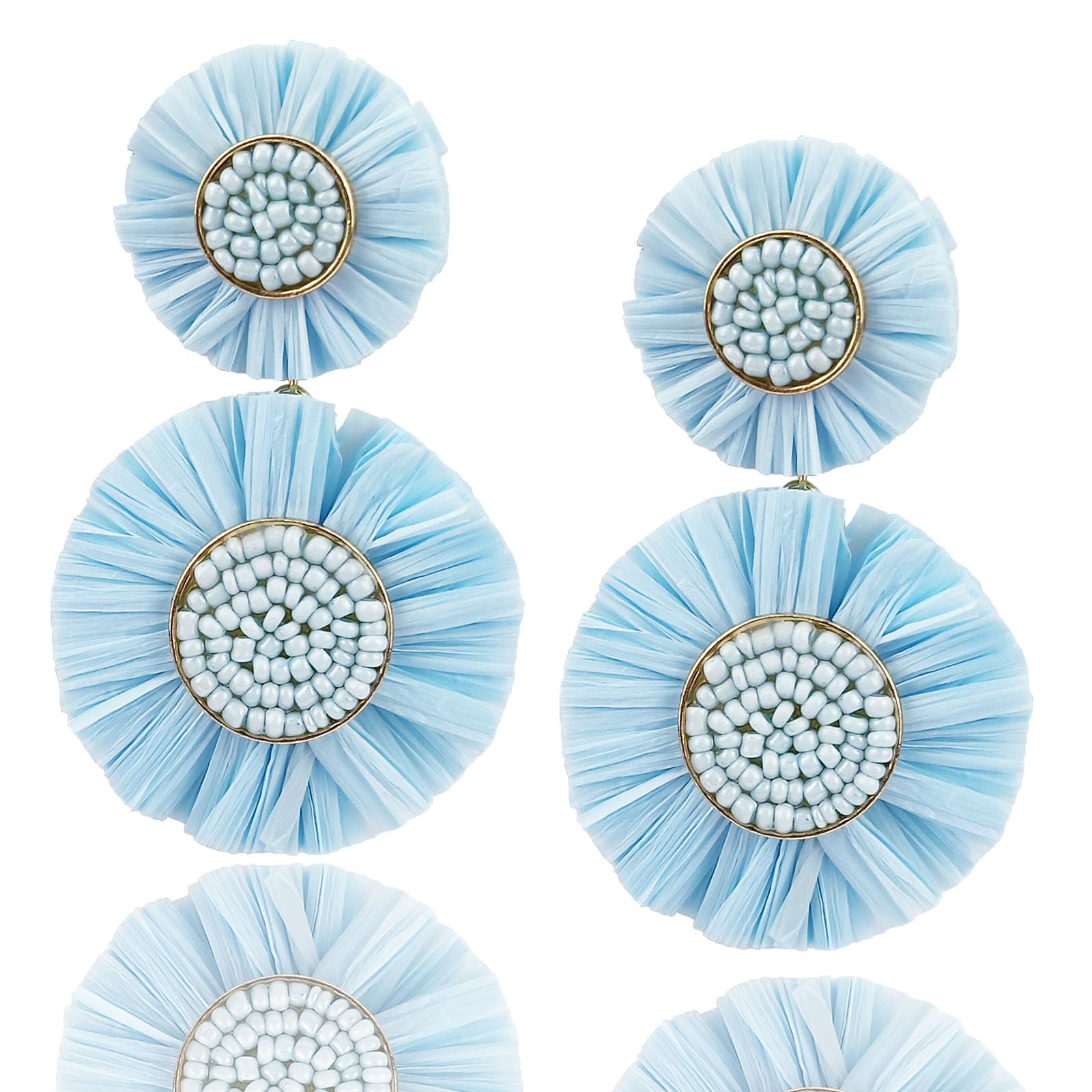 Statement Raffia Floral Earrings Boho Beaded Earrings Summer Beach Handwoven Earrings for Women Girls Jewelry Gifts