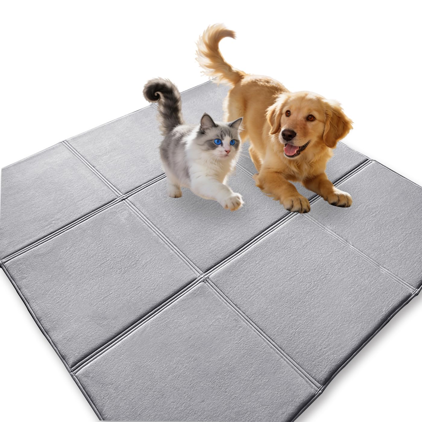Tapis anti-glisse lavable en velours de corail pour protéger les sols des animaux