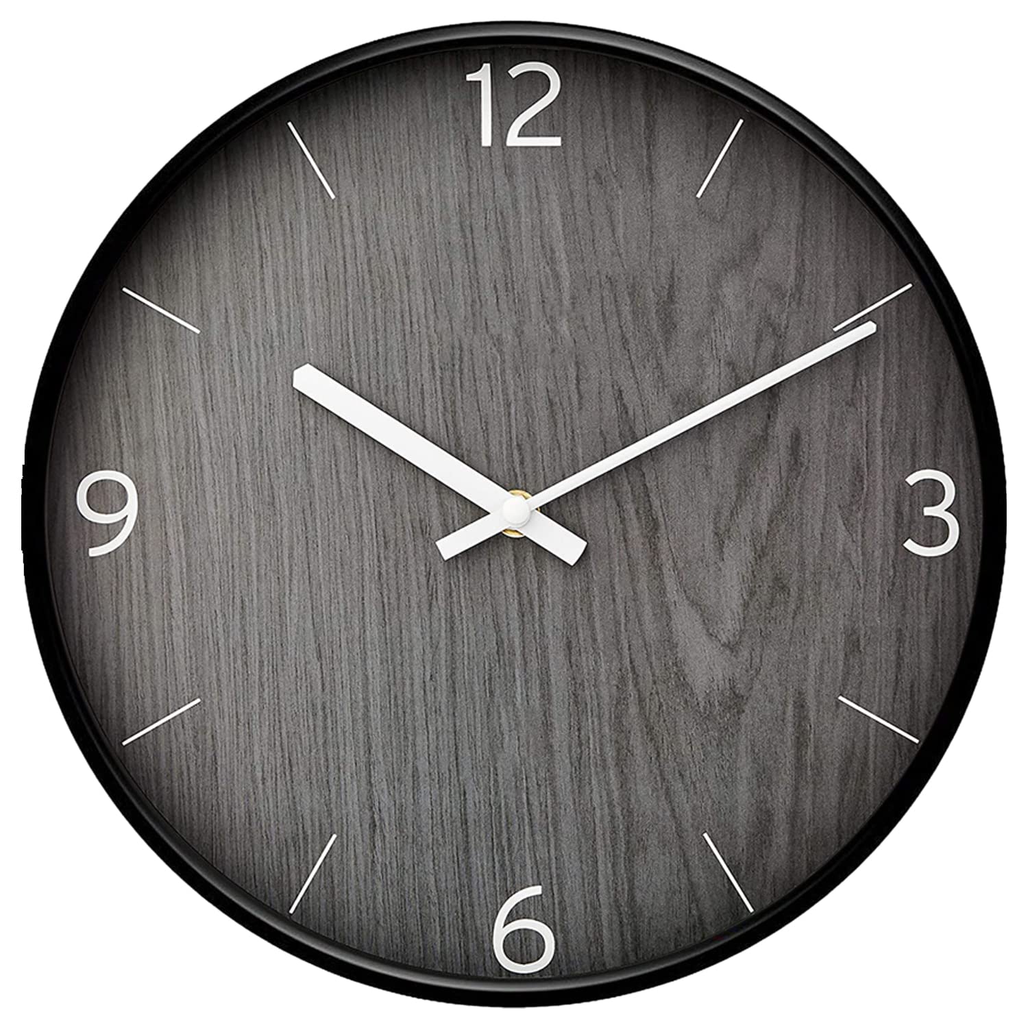 Zoliva Wall Clock 12" Silent Quartz Decorative Latest Wall Clock Non-Ticking Classic Clock Battery Operated Round Easy to Read for Room/Home/Kitchen/Bedroom/Office/School (Grey)